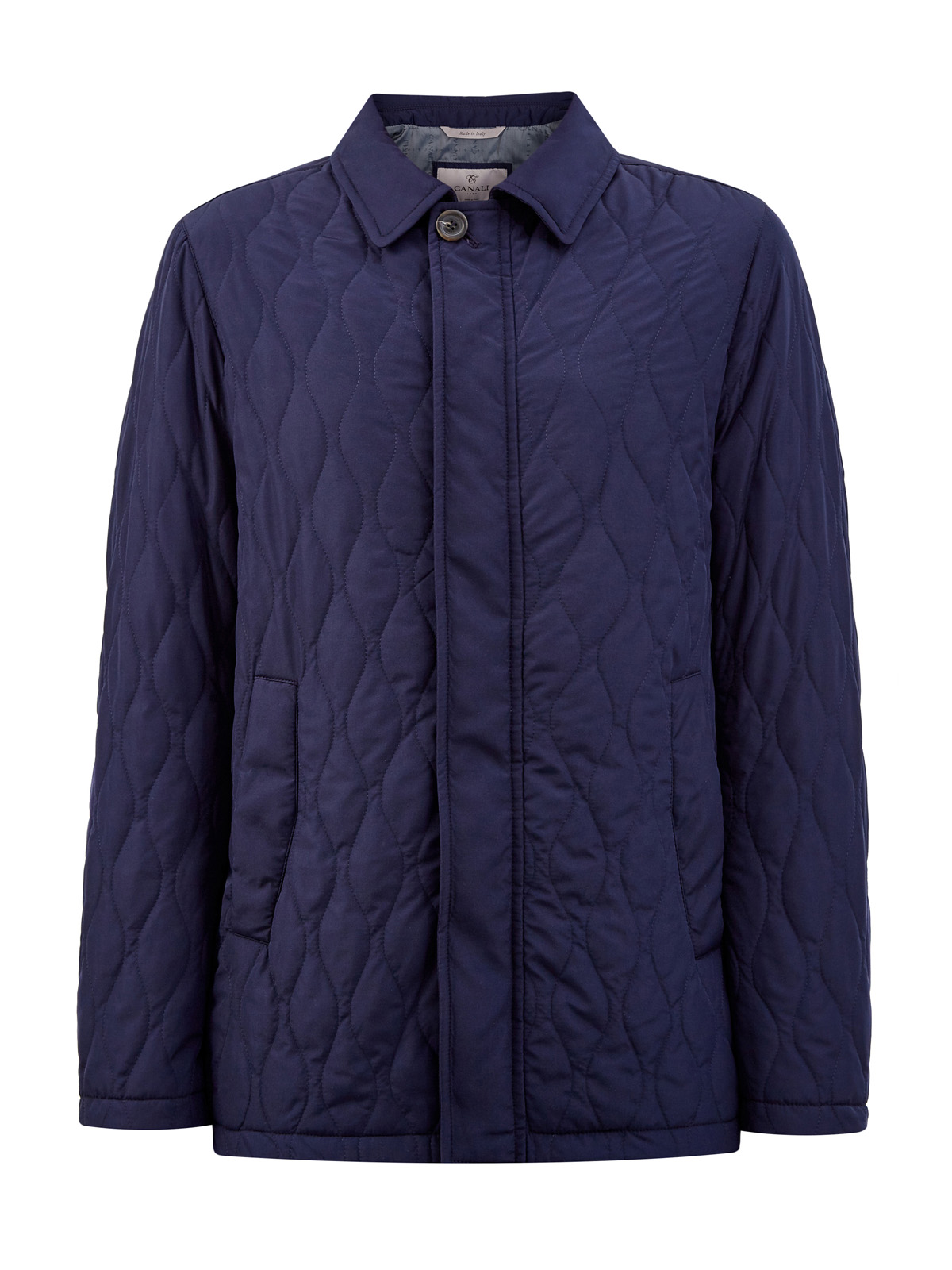 Куртка из стеганого нейлона Rain Protection с отложным воротником CANALI, цвет синий, размер 52;54;56;58;60