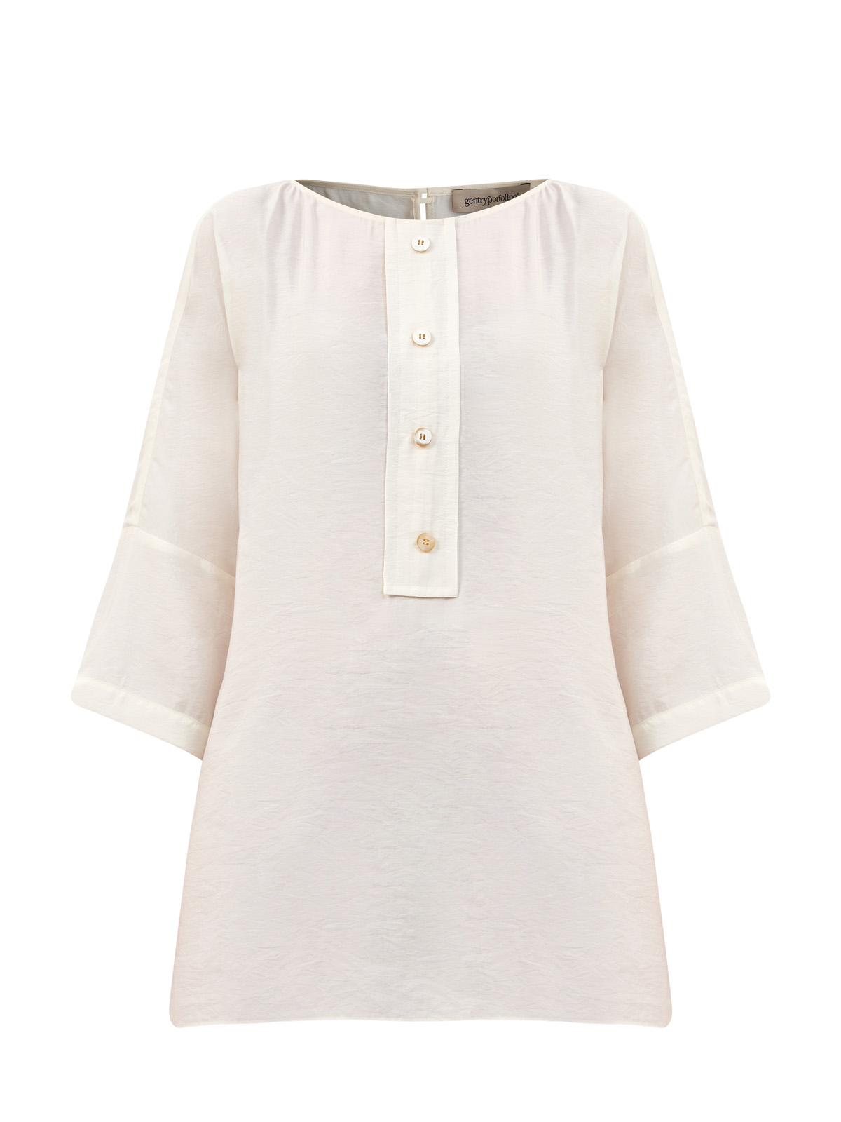 Свободная блуза из тонкого модала с рукавами ¾ и вставкой на пуговицах GENTRYPORTOFINO, цвет белый, размер 40;42;44;46