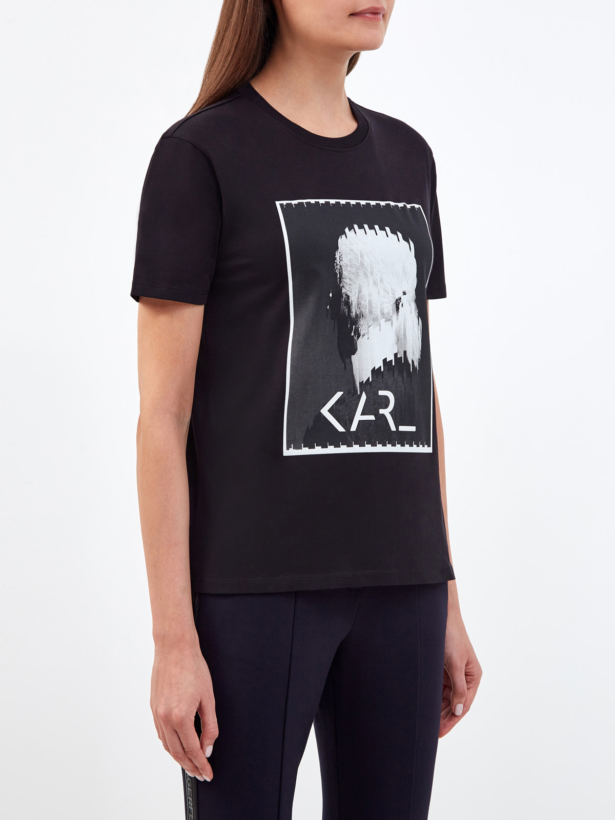 Хлопковая футболка Karl Legend из дышащего джерси KARL LAGERFELD, цвет черный, размер XS;S;M;L - фото 3