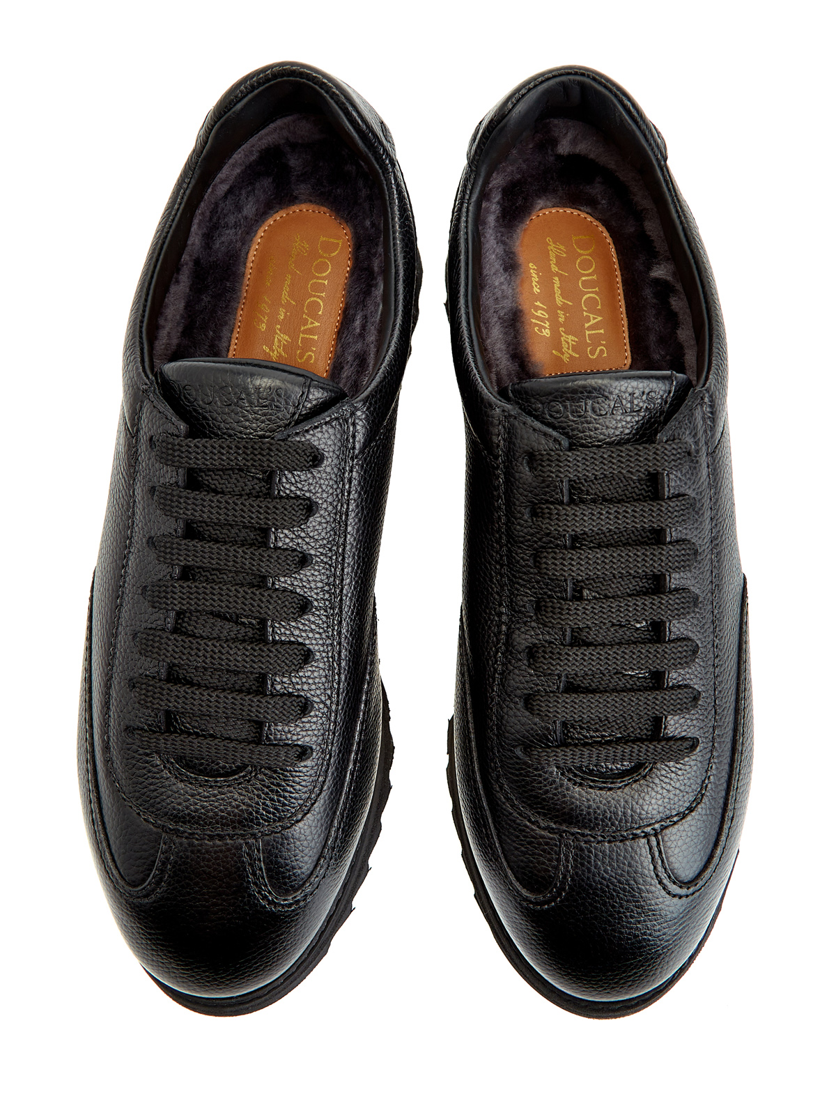 Утепленные кроссовки из полированной зернистой кожи DOUCAL'S, цвет черный, размер 40;40.5;41;41.5;42;42.5;43;43.5;44;45;46 - фото 4