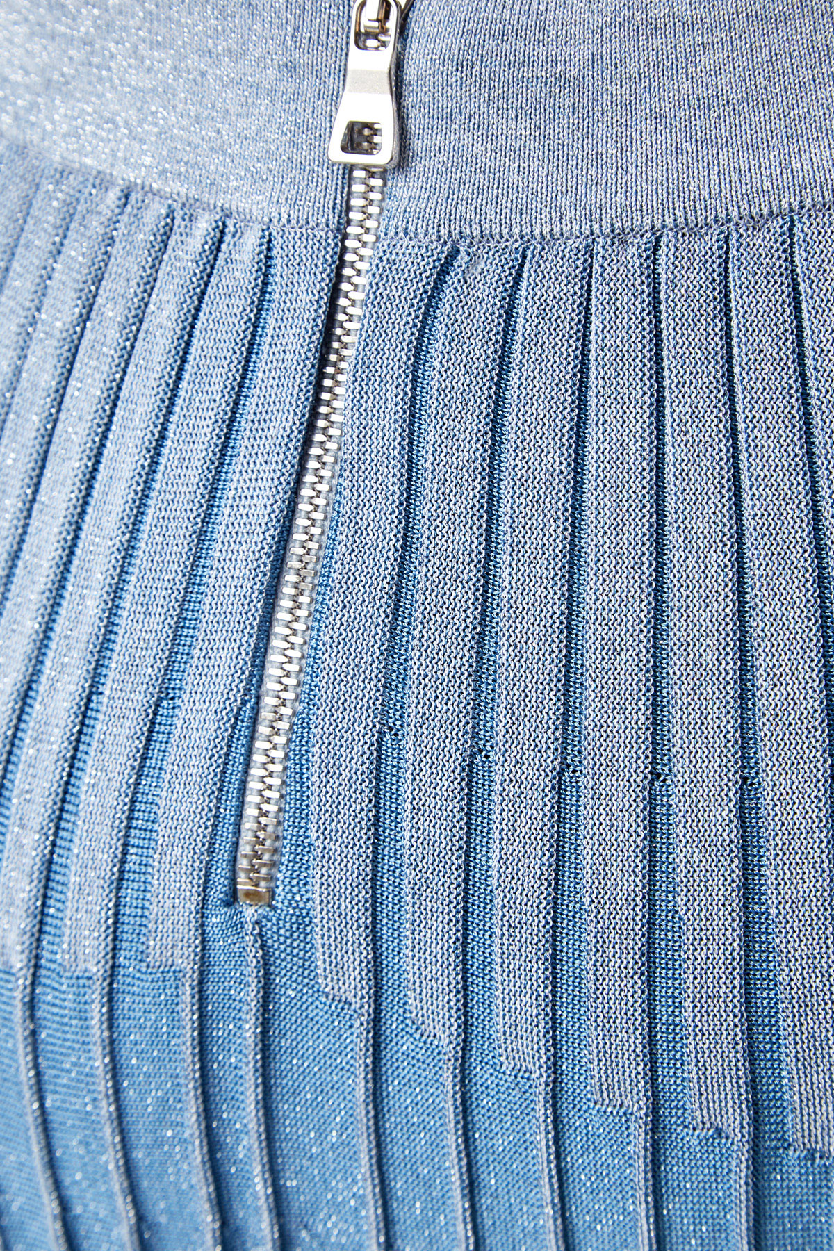 Юбка-плиссе из пряжи Stretch с люрексом BALMAIN, цвет голубой, размер 38 - фото 6
