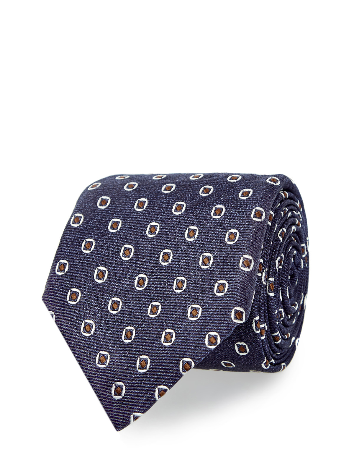 Шелковый галстук с фактурным вышитым принтом ручной работы CANALI, цвет синий, размер 42;44;46;48;50;40