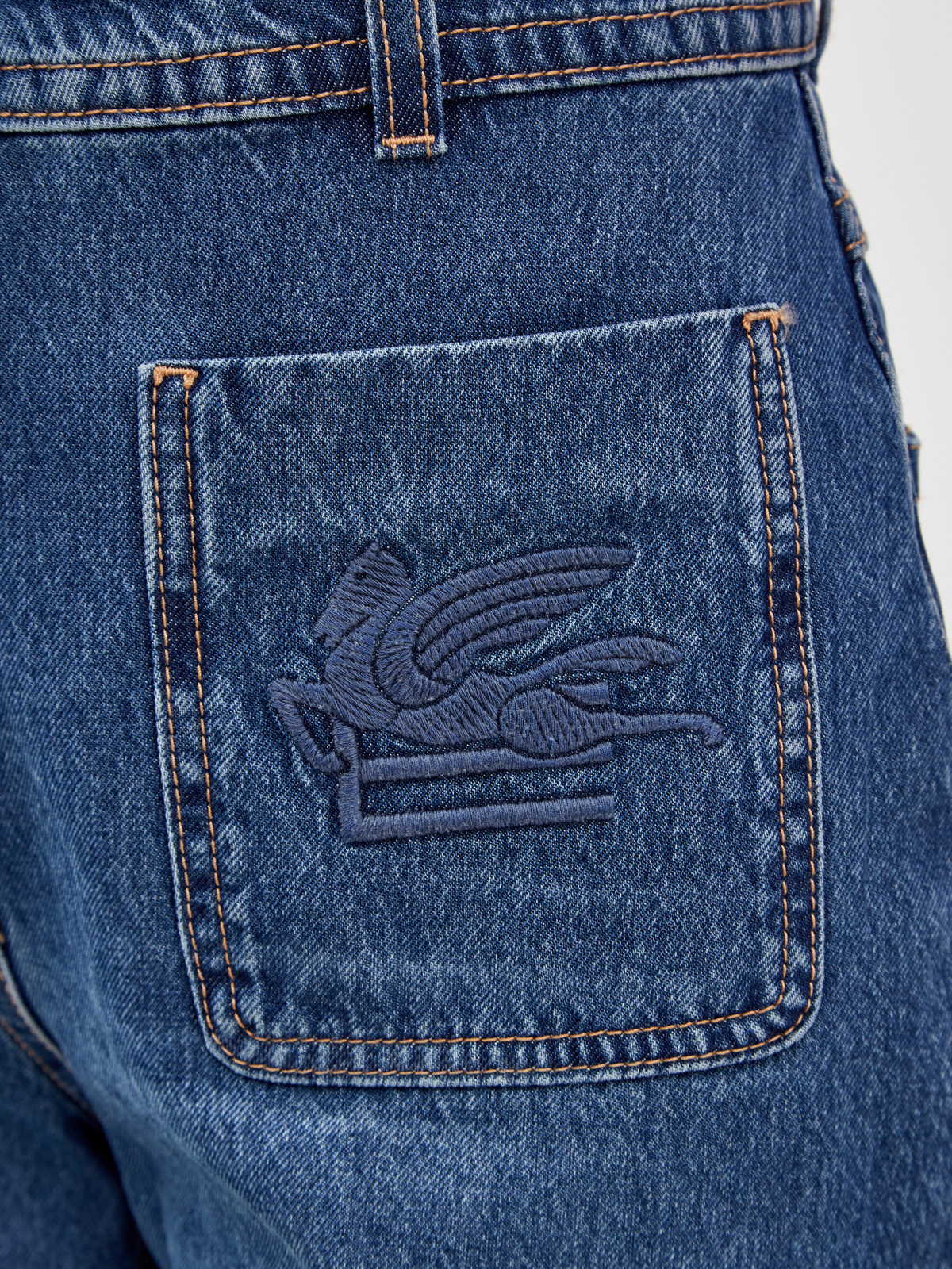 Укороченные джинсы с накладными карманами и вышитым логотипом ETRO, цвет синий, размер 40;40;42;42;44 - фото 5
