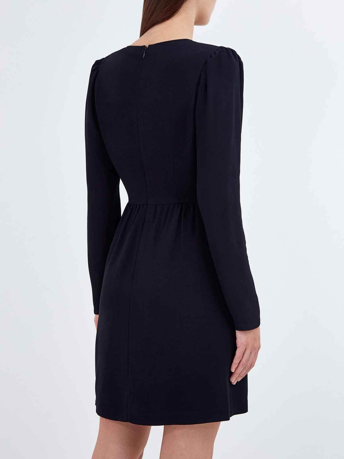 Платье из крепового кади stretch с контрастным декором REDVALENTINO, цвет черный, размер M;S - фото 4