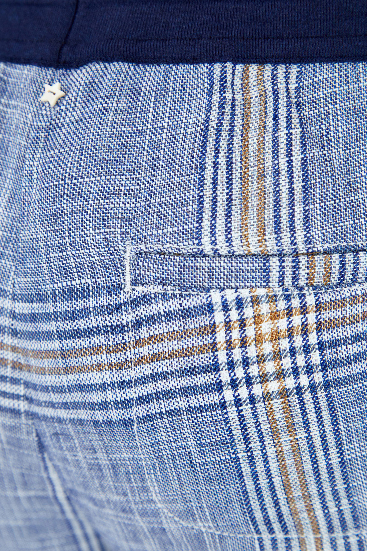 Льняные брюки-джоггеры с принтом в клетку и эластичным поясом LORENA ANTONIAZZI, цвет голубой, размер 38;40;44 - фото 6