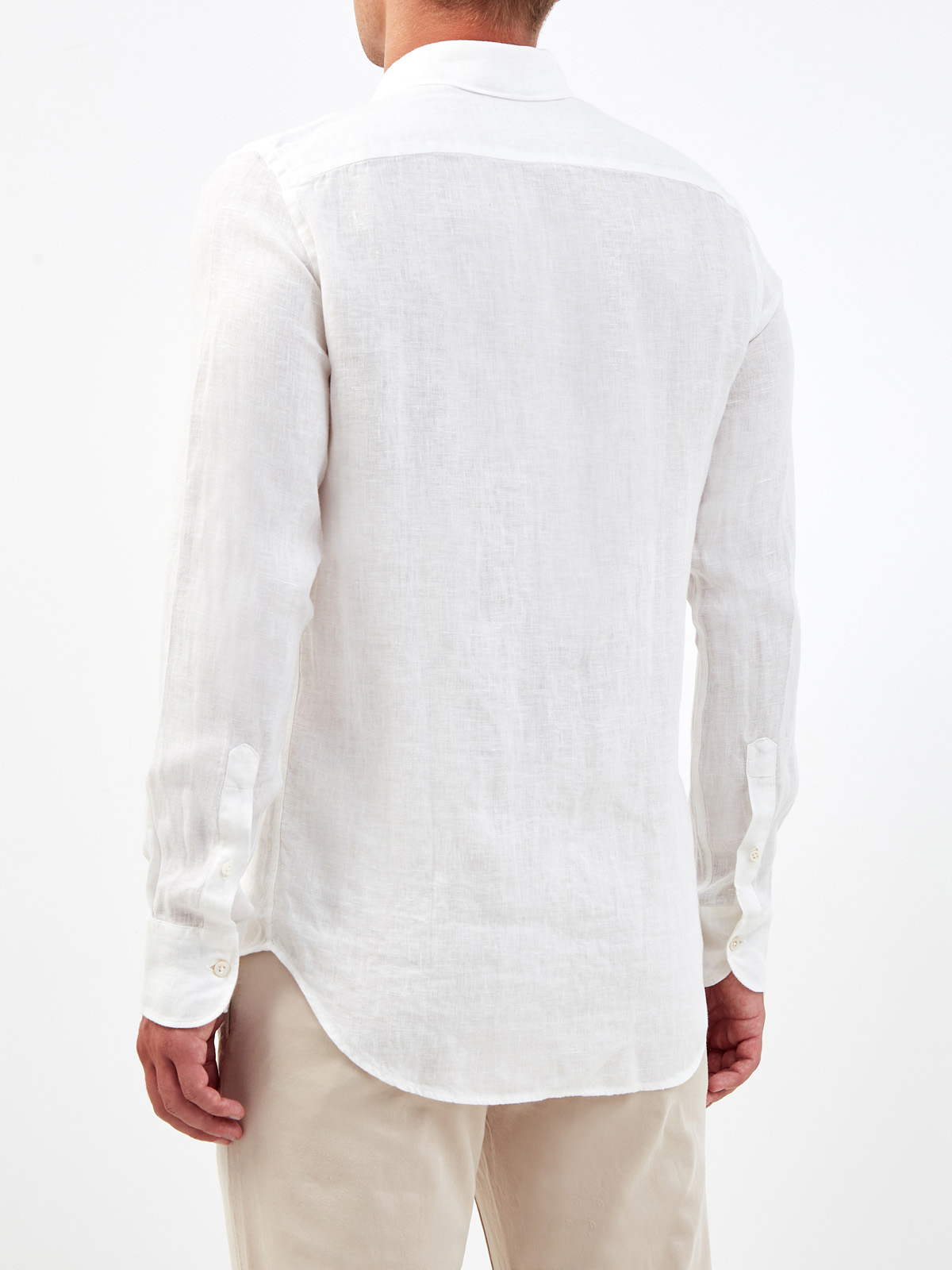 Белая рубашка из тонкой льняной ткани CANALI, цвет белый, размер 46;50;52;54;56;48 - фото 4