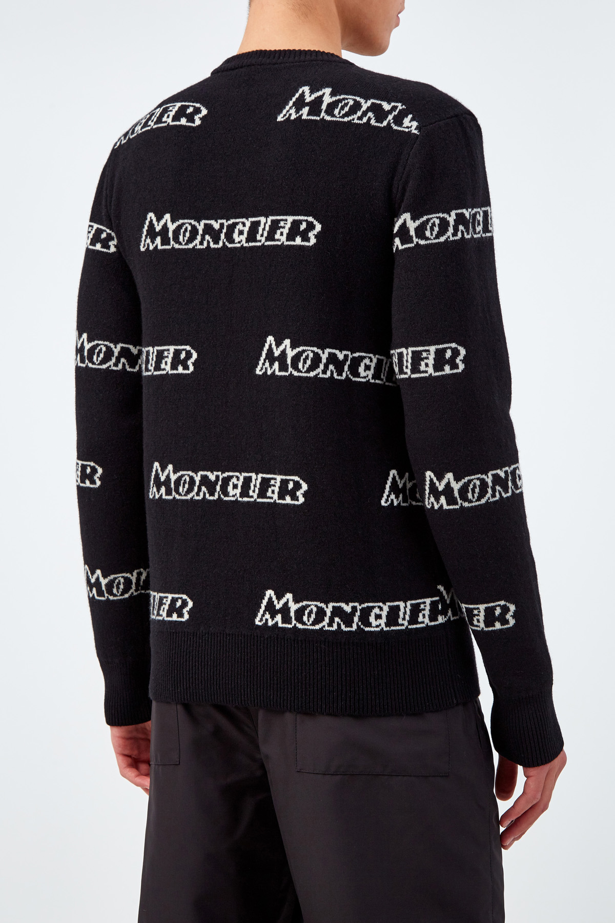 Джемпер из шерсти и кашемира с принтом all-over MONCLER, цвет черный, размер L;M - фото 4