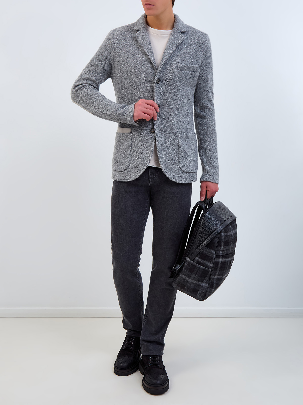 Блейзер в стиле sprezzatura из шерстяной и кашемировой пряжи Серый, фото 2