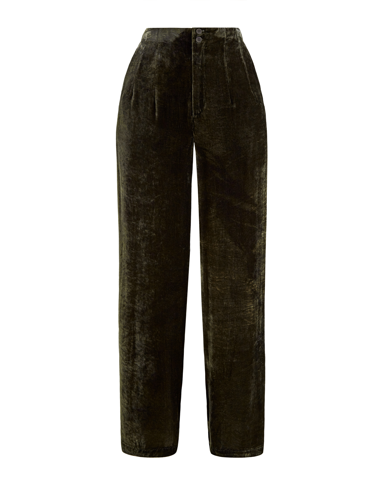 Свободные брюки-палаццо из вискозного велюра и шелка GENTRYPORTOFINO, цвет зеленый, размер 40;42;44 - фото 1