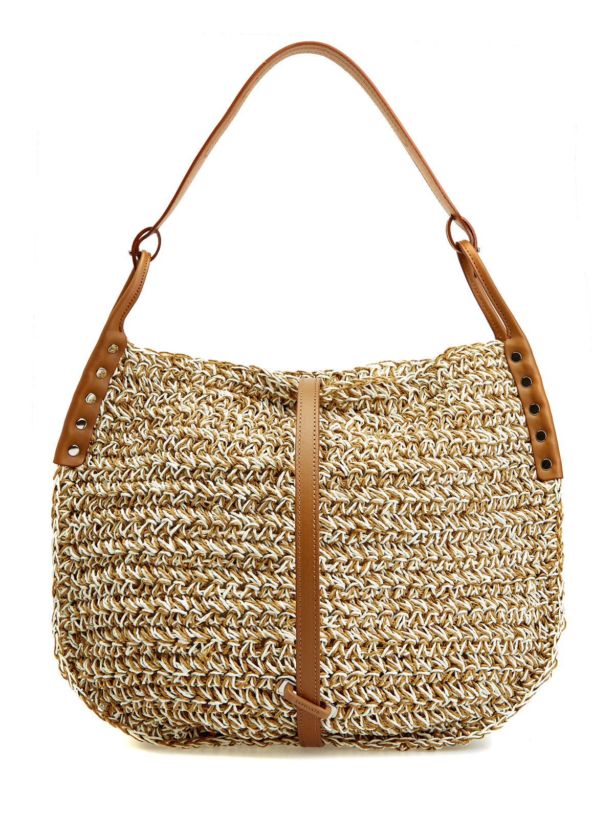 Плетеная сумка-хобо Ima с отделкой из гладкой кожи ZANELLATO, цвет коричневый, размер 38;44 - фото 1