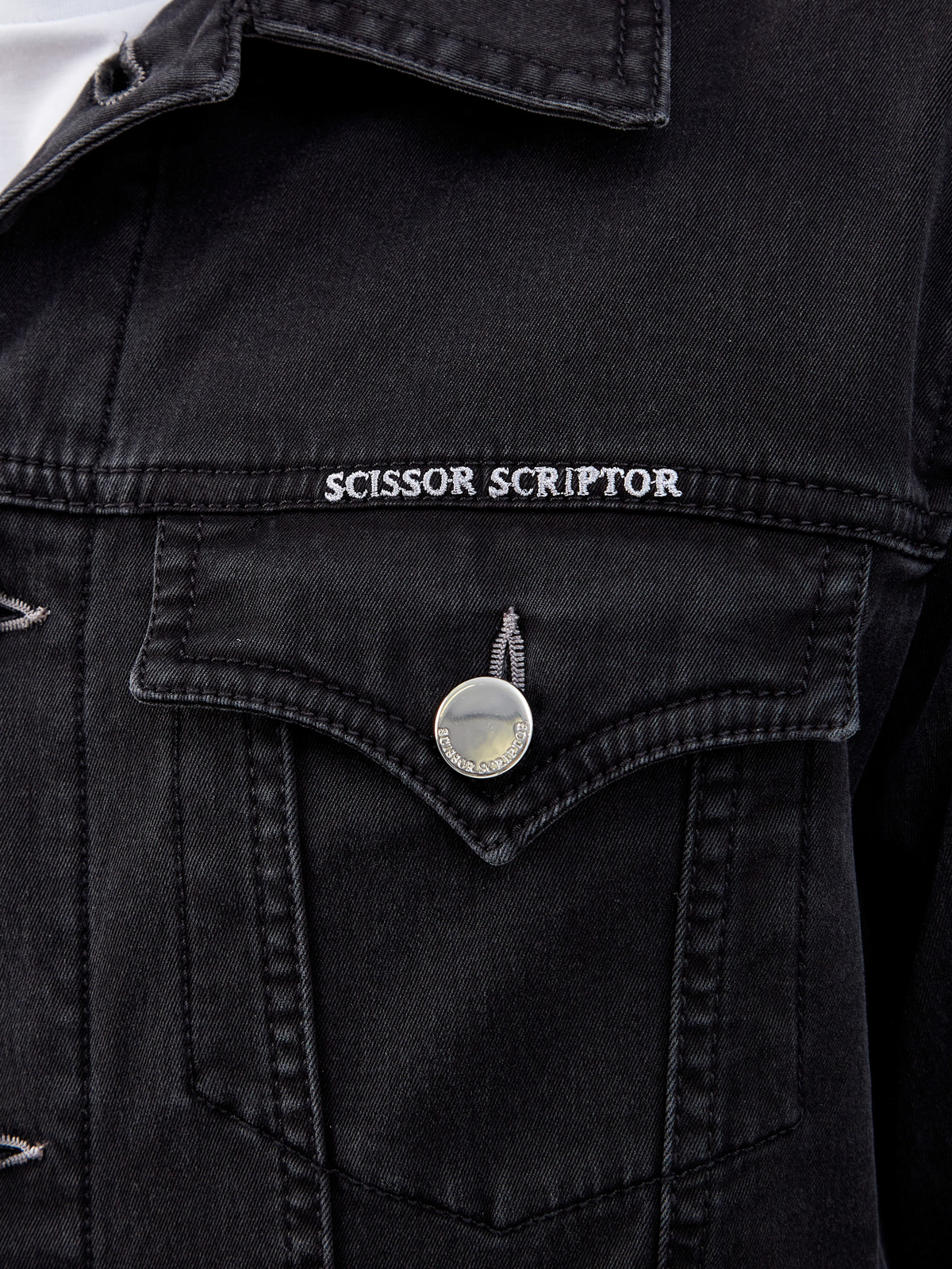 Куртка из окрашенного вручную японского денима с литой фурнитурой SCISSOR SCRIPTOR, цвет черный, размер 50;52;54;56;58 - фото 5