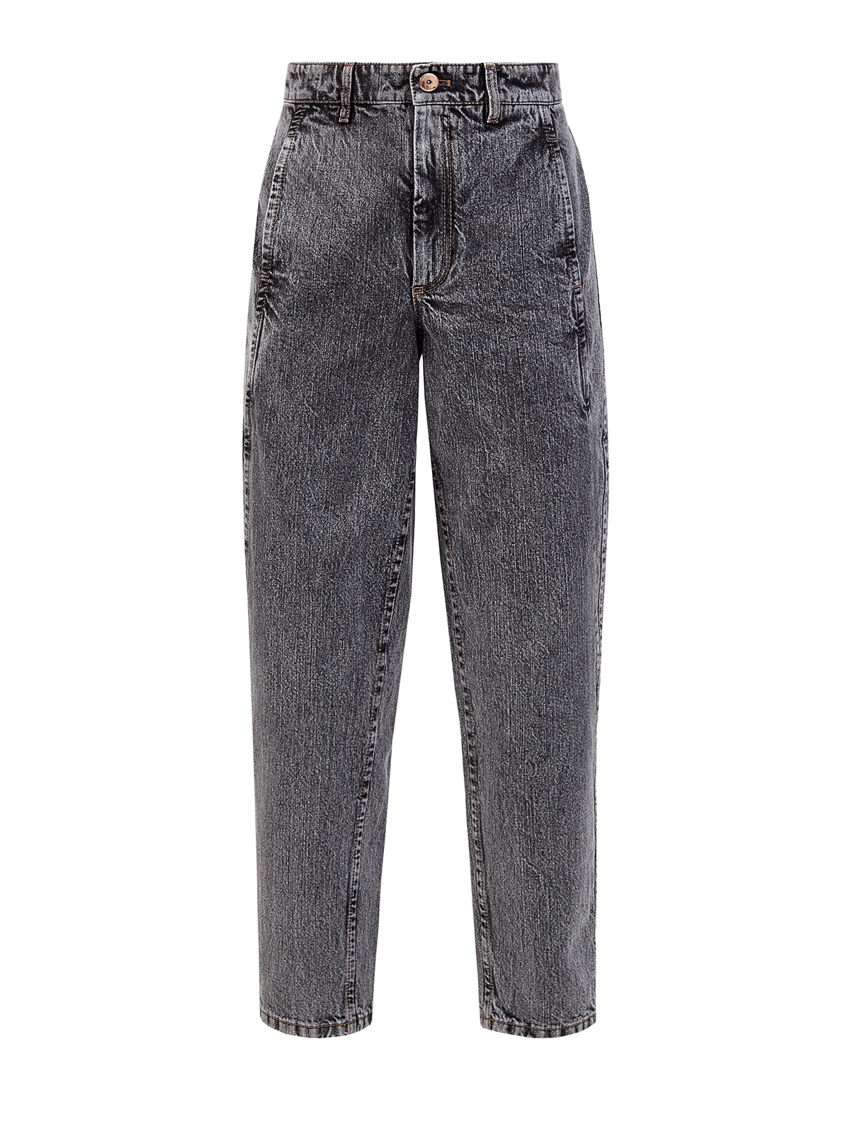 Высокие джинсы Curved из денима Authentic с декором Мониль BRUNELLO CUCINELLI, цвет серый, размер 36;38;40;46 - фото 1