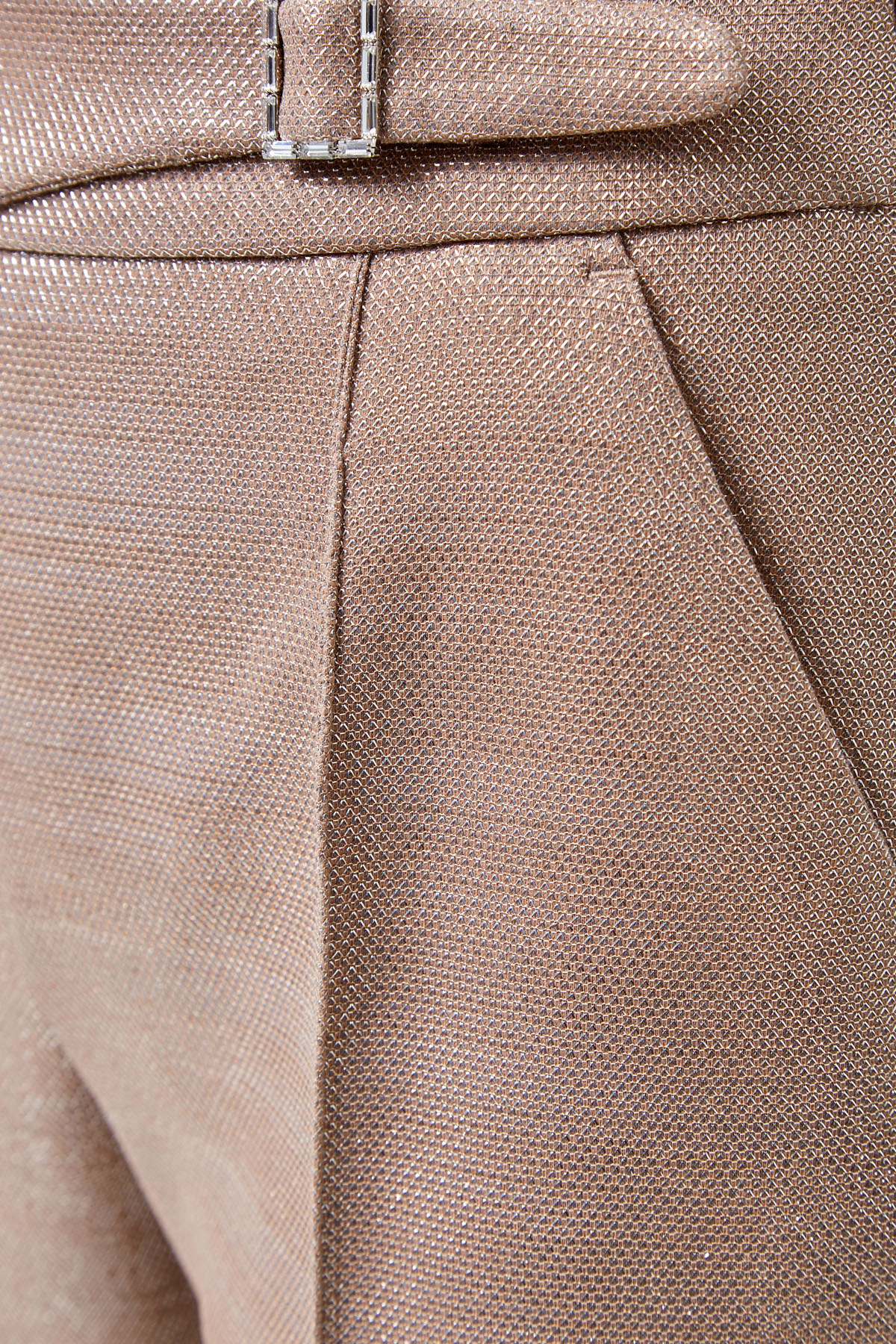 Укороченные брюки-клеш из фактурной ткани с люрексом ERMANNO SCERVINO, цвет бежевый, размер 40;42 - фото 2