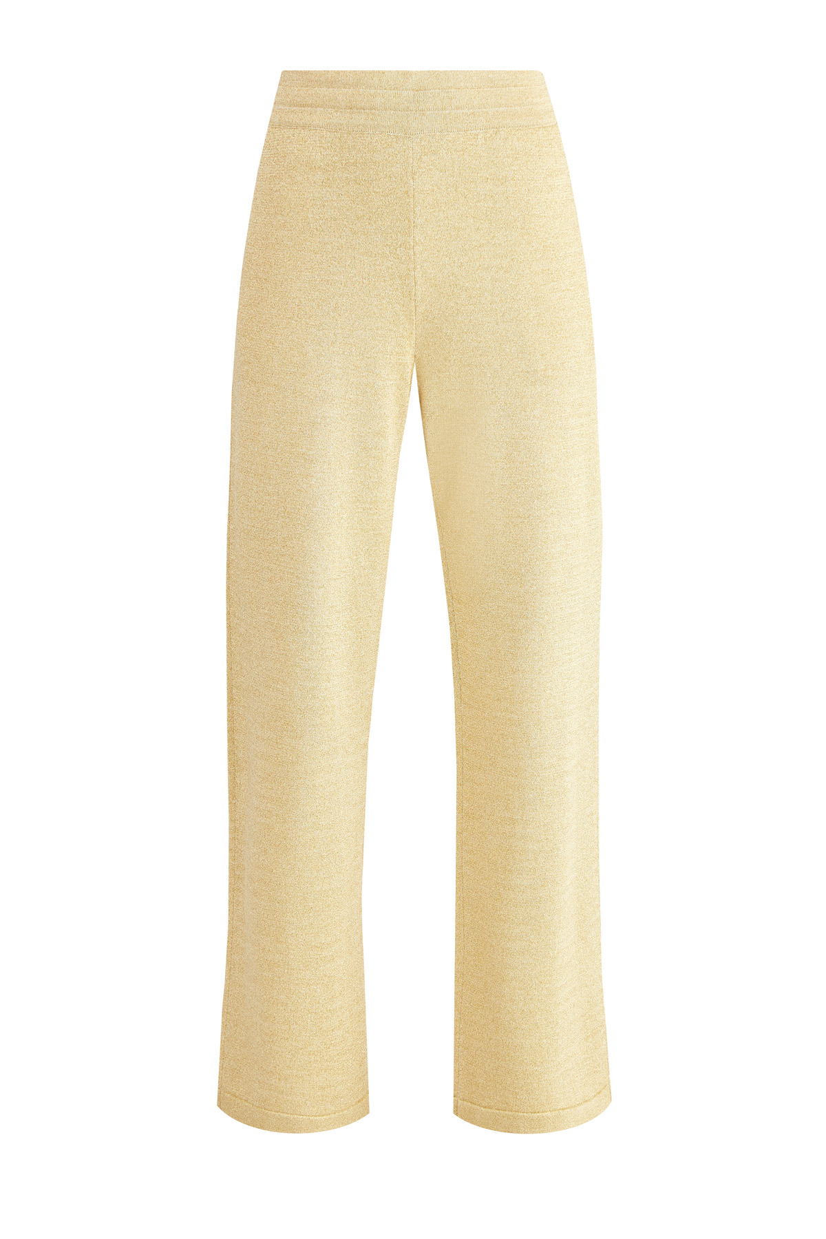 Широкие брюки из мерцающей пряжи с люрексом золотистого цвета MONCLER, размер 42 - фото 1