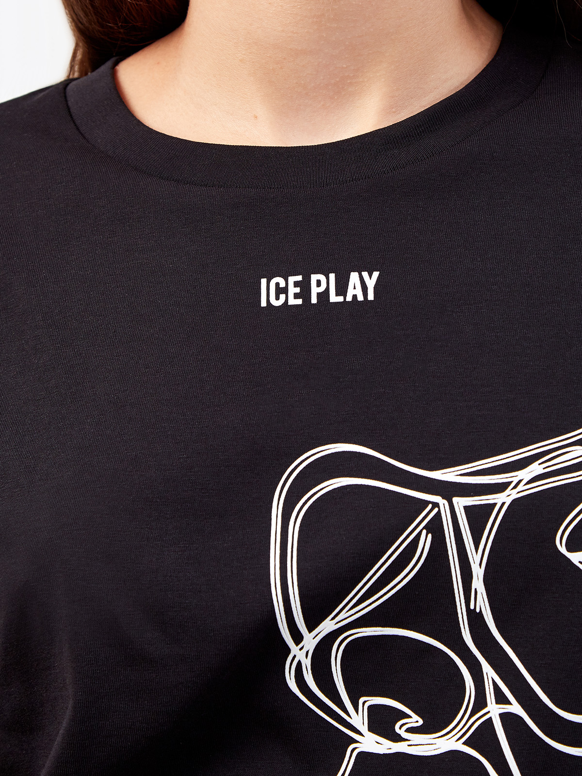 Удлиненная футболка из хлопка с контрастным дизайном ICE PLAY, цвет черный, размер XS;S;M;L - фото 5