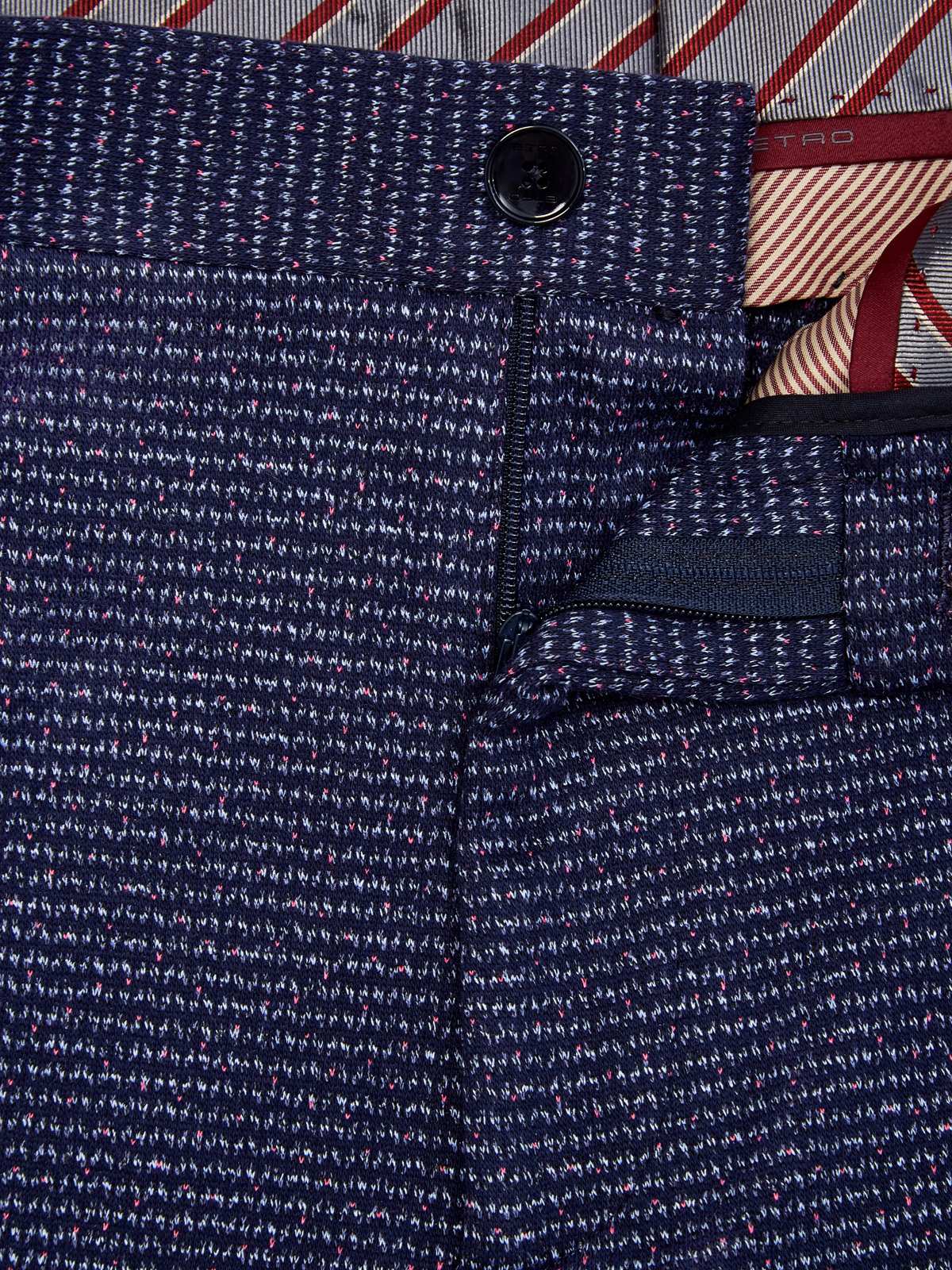 Костюмные брюки из хлопка и вискозы с микро-узором ETRO, цвет синий, размер 48;50;52;54 - фото 6
