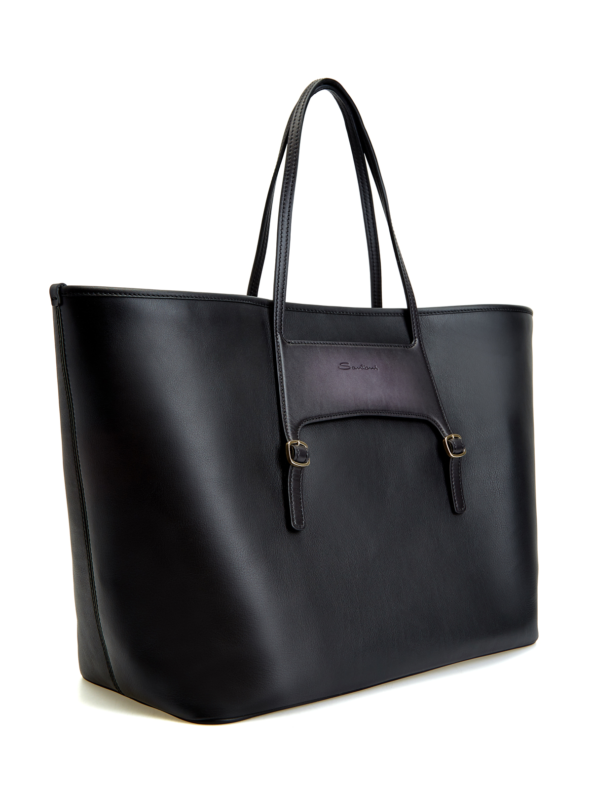 Кожаная сумка-шоппер с отделкой ручной работы SANTONI, цвет черный, размер 37;37.5;38;38.5;39.5;40;36;39 - фото 3