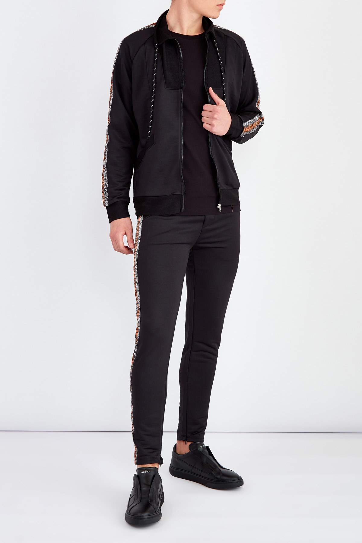 Облегающие спортивные брюки из эластичной ткани с лампасами BIKKEMBERGS, цвет черный, размер 52 - фото 2