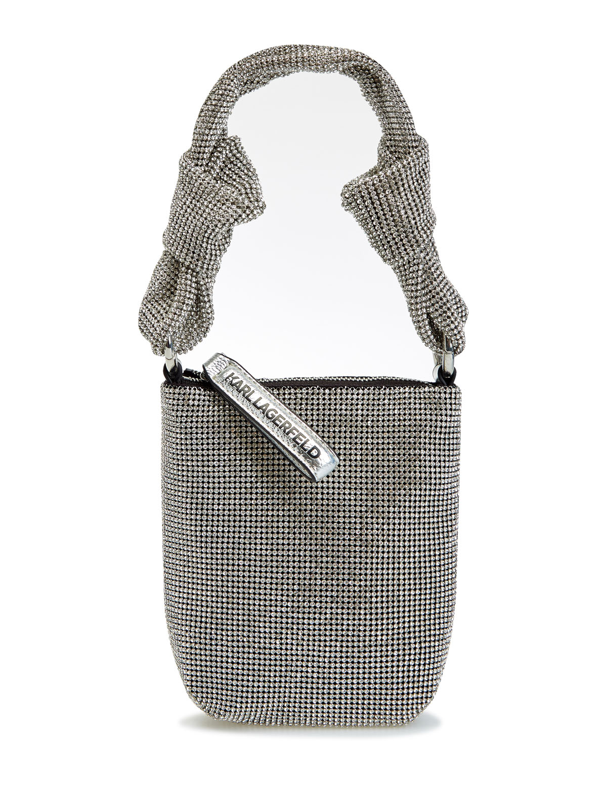 Миниатюрная сумка K/Evening с мерцающими стразами KARL LAGERFELD, цвет серый, размер 50;58;60;56 Миниатюрная сумка K/Evening с мерцающими стразами - фото 1