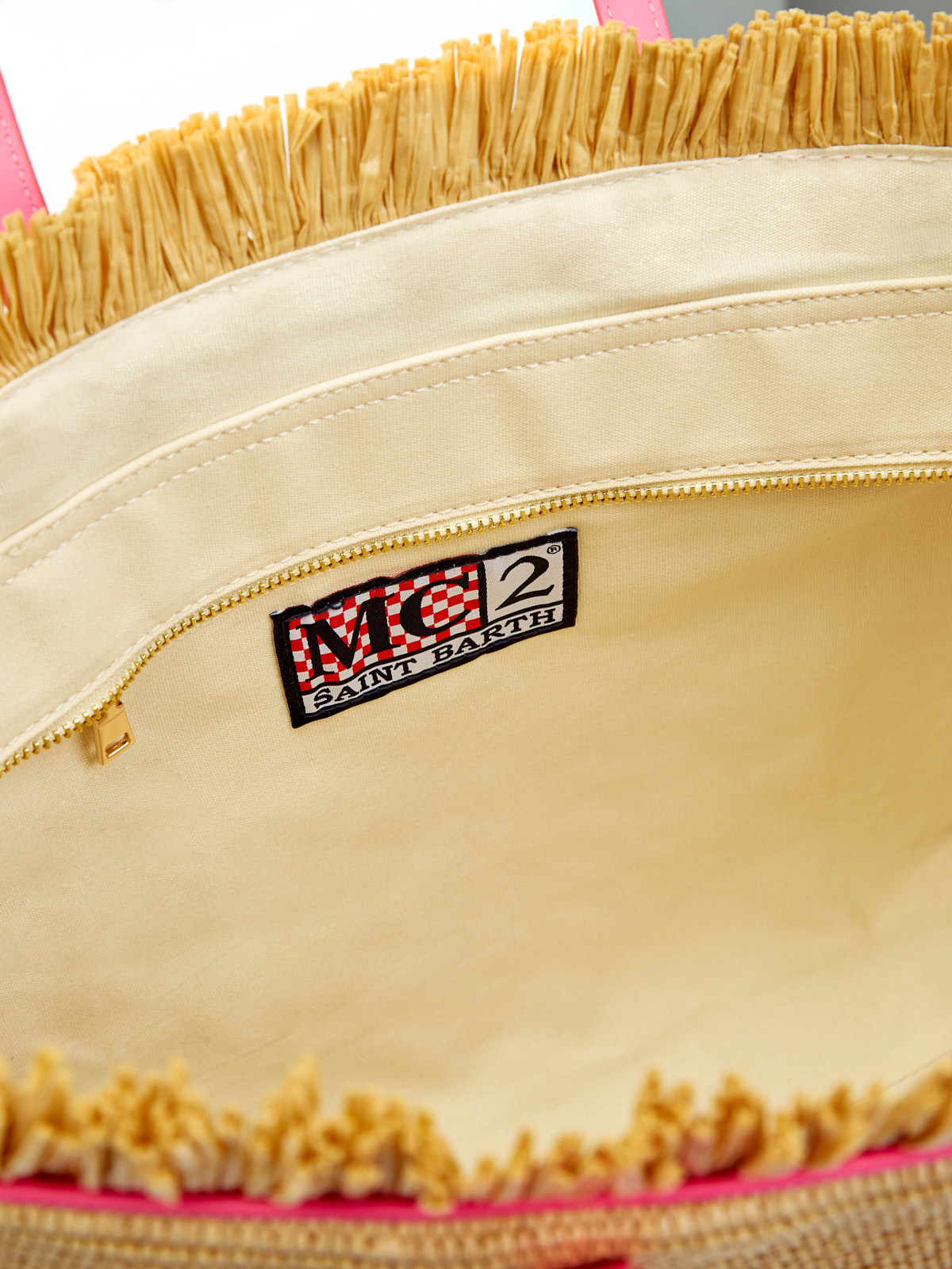Плетеная сумка с фирменной макро-вышивкой MC2 SAINT BARTH, цвет бежевый, размер S - фото 5