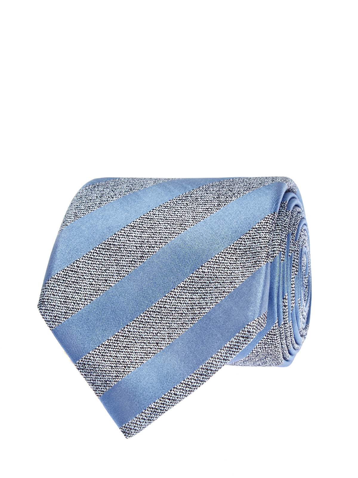 Шелковый галстук с жаккардовым принтом в полоску CANALI, цвет голубой, размер 42;44;46;48;40