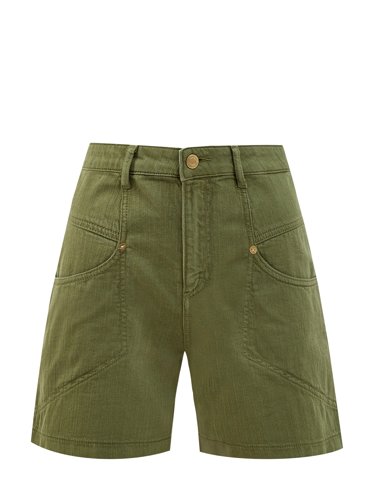 Однотонные шорты из денима с накладными карманами ERMANNO FIRENZE, цвет зеленый, размер 40;42;44;38