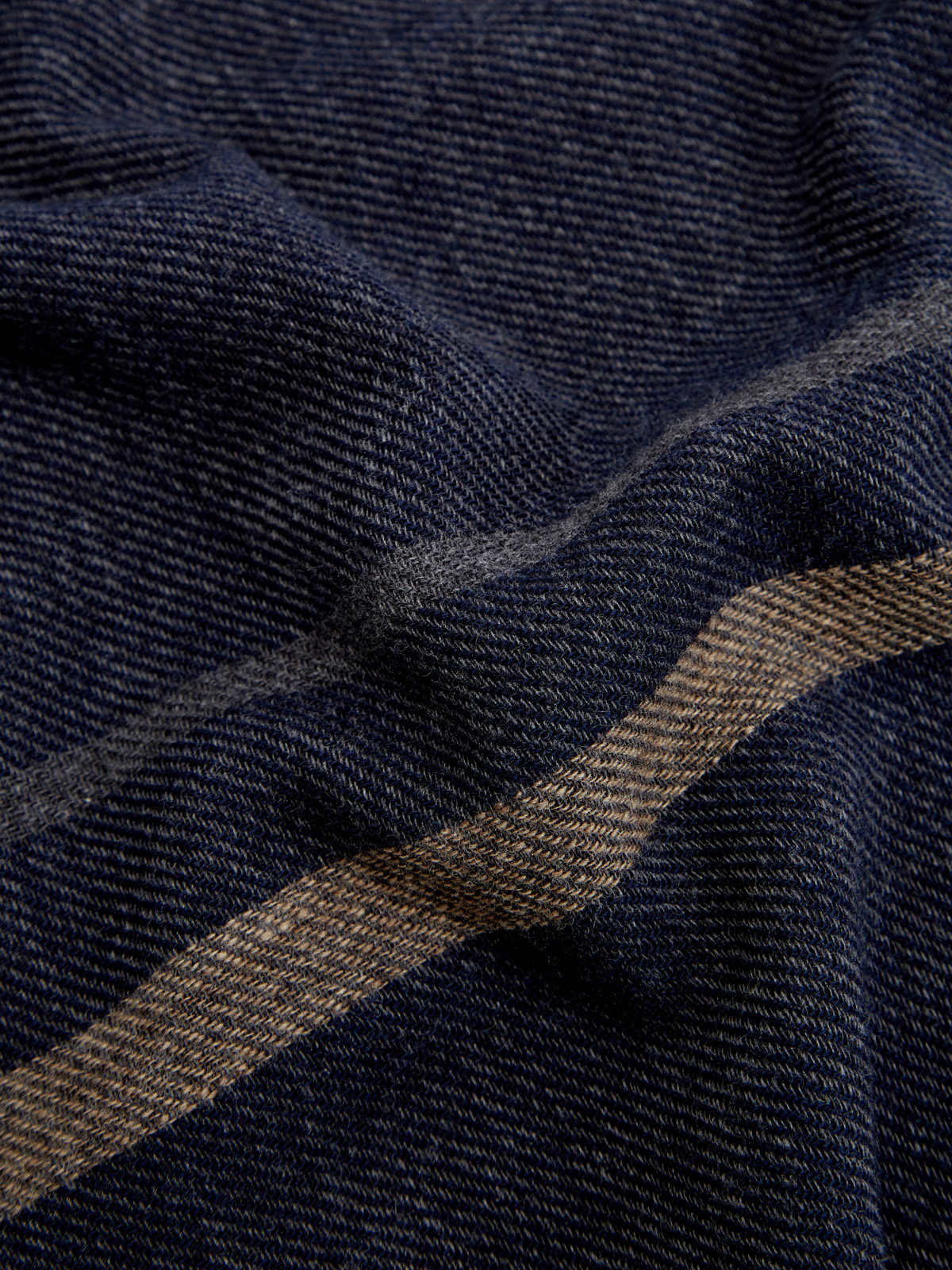 Шарф из шерсти, шелка и кашемира с узором в полоску BERTOLO CASHMERE, цвет синий, размер 58 - фото 2