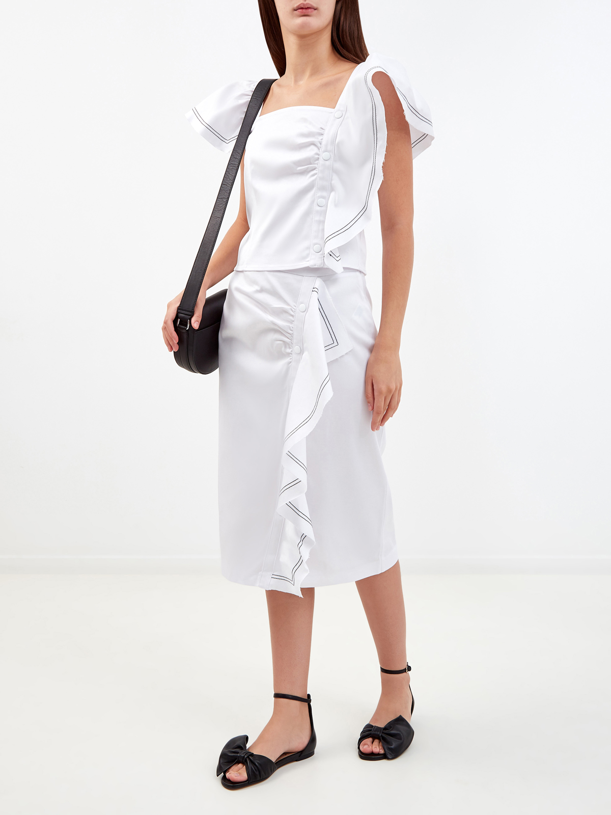 Белая юбка-миди с широкими оборками ICE PLAY, цвет белый, размер XS;S;M - фото 2
