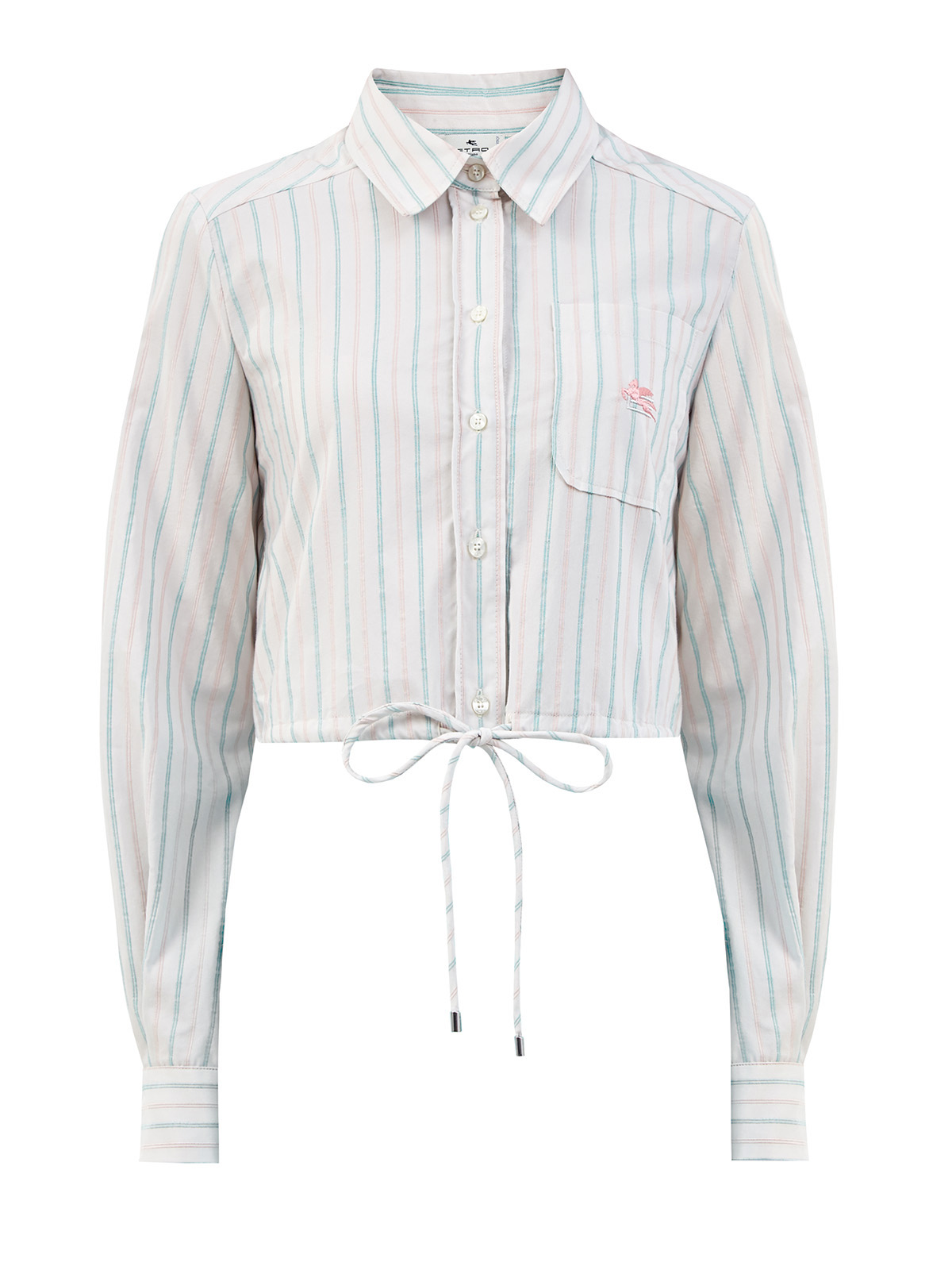 Укороченная рубашка в тонкую полоску с завязками ETRO цвет мульти
