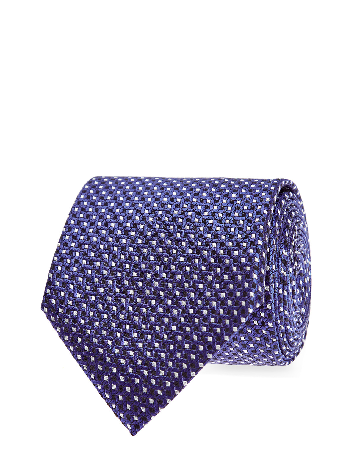 Плотный галстук из шелка с вышитым принтом CANALI, цвет синий, размер 40;41.5;42;42.5;43.5;43;40.5
