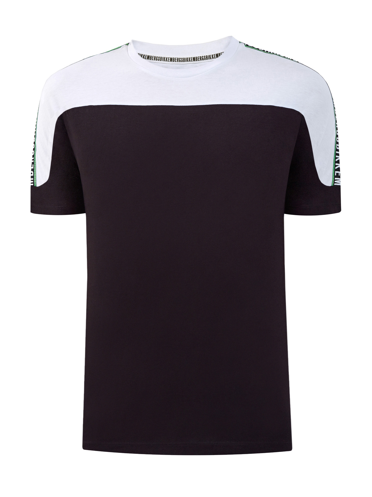 Хлопковая футболка в стиле colorblock с лентой-аппликацией BIKKEMBERGS, цвет черно-белый, размер S;M;L;XL;2XL;3XL - фото 1