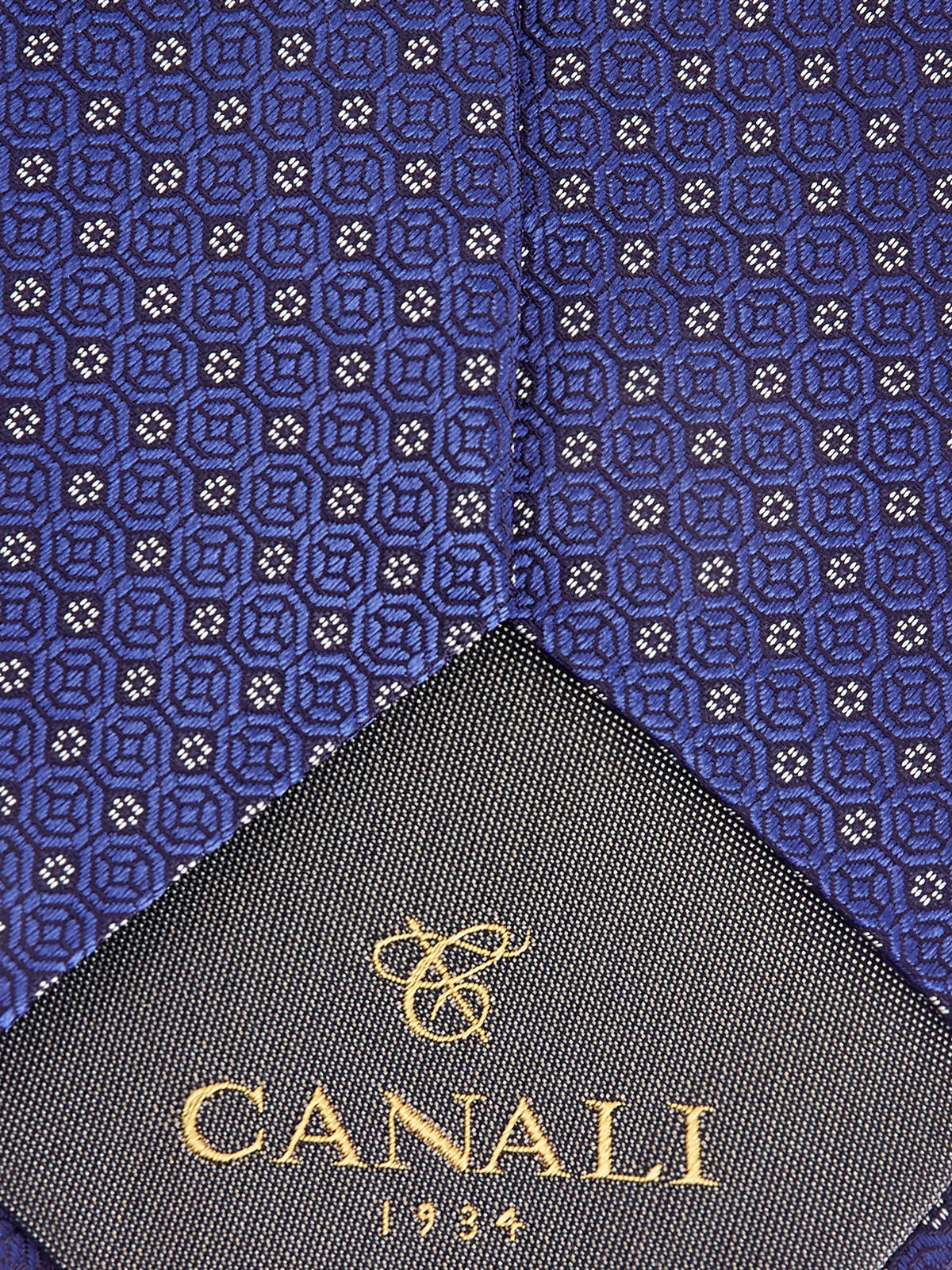 Галстук ручной работы из шелкового жаккарда CANALI, цвет синий, размер M - фото 4