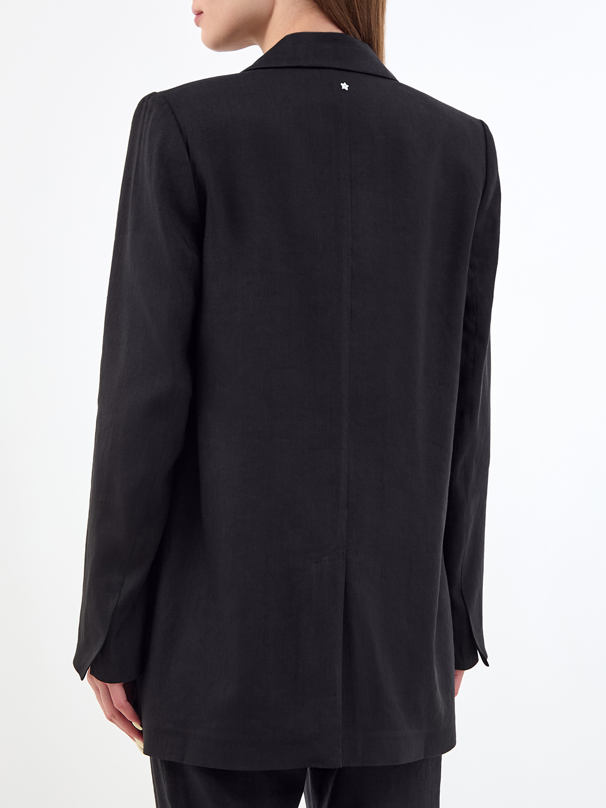 Однобортный блейзер из льняной ткани с накладными карманами LORENA ANTONIAZZI, цвет черный, размер 44;46;48;42 - фото 4