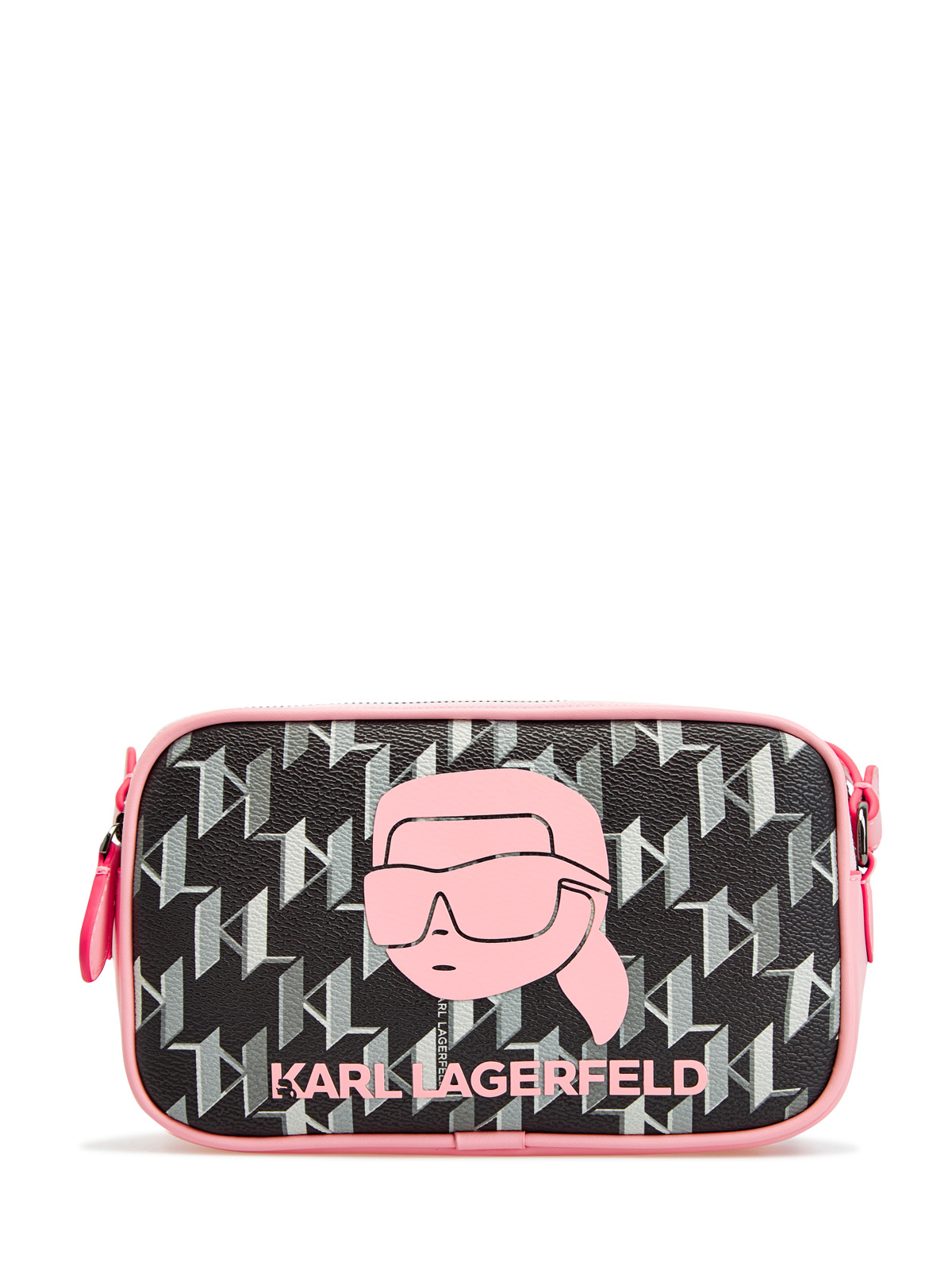 Сумка K/Ikonik Monogram с двумя отделениями на молниях KARL LAGERFELD, цвет розовый, размер 38;40;42 Сумка K/Ikonik Monogram с двумя отделениями на молниях - фото 1