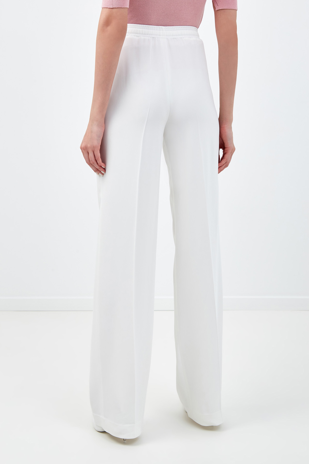 Расклешенные брюки из струящейся ткани ERMANNO SCERVINO, цвет белый, размер 42;44 - фото 4