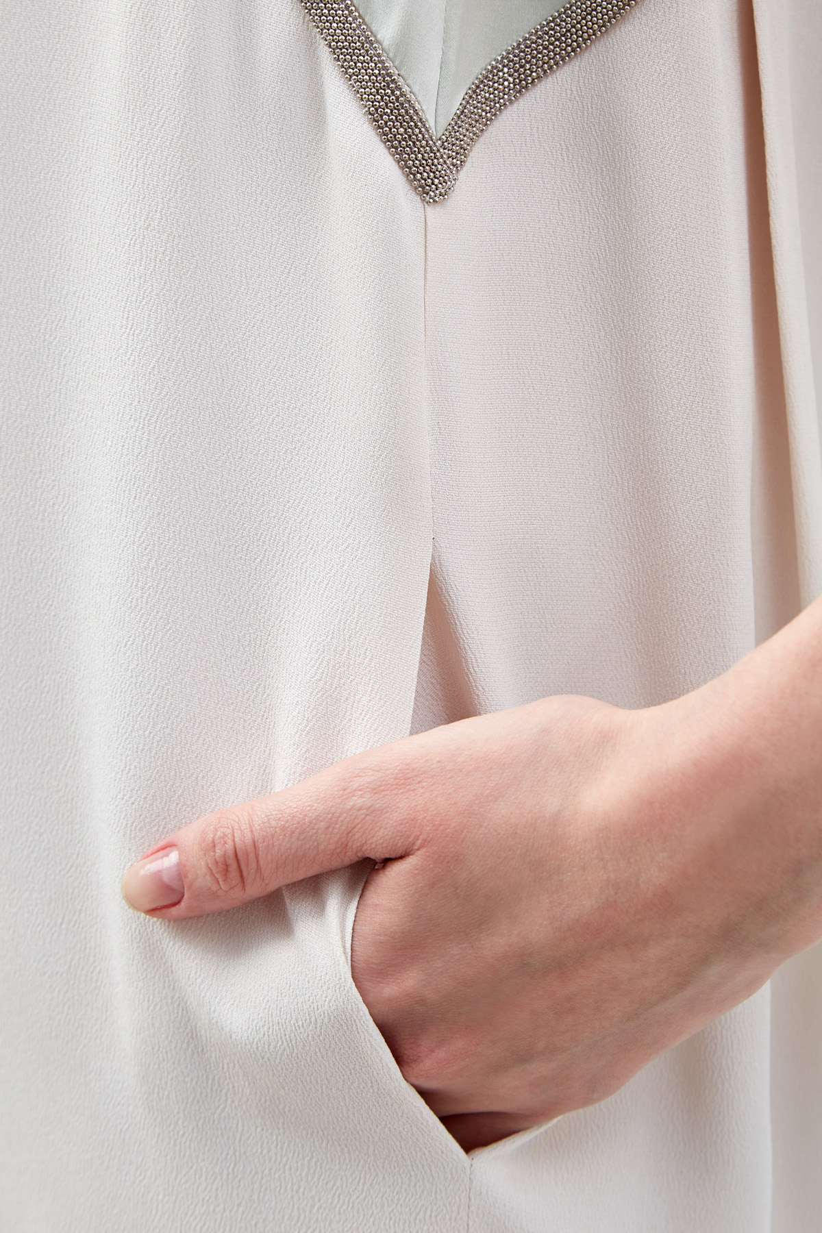 Платье в стиле colorblock из шелкового крепа FABIANA FILIPPI, цвет белый, размер 40 - фото 6