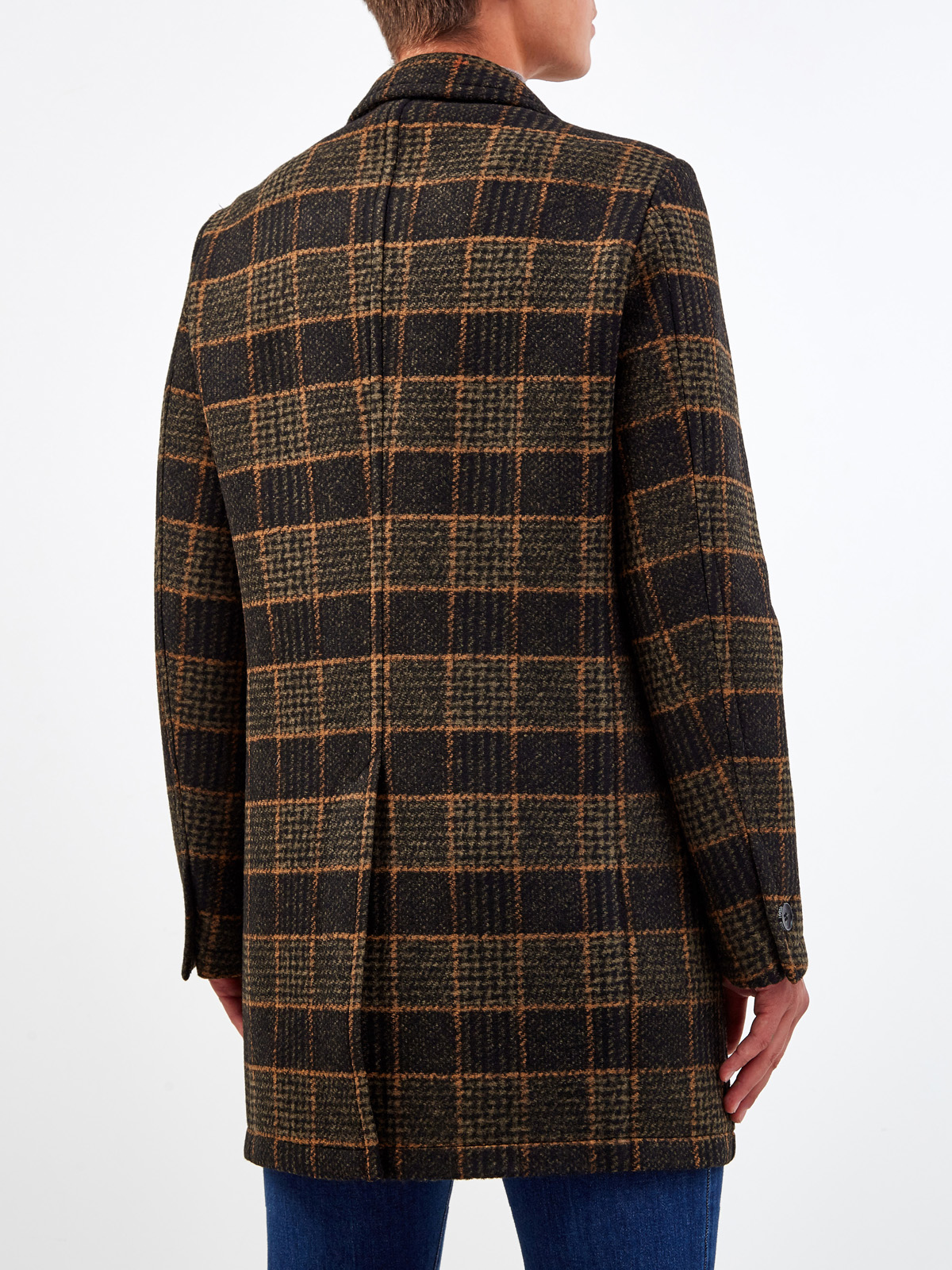 Пальто классического кроя из шерсти в крупную клетку CUDGI, цвет коричневый, размер 48;50;52;54 - фото 4