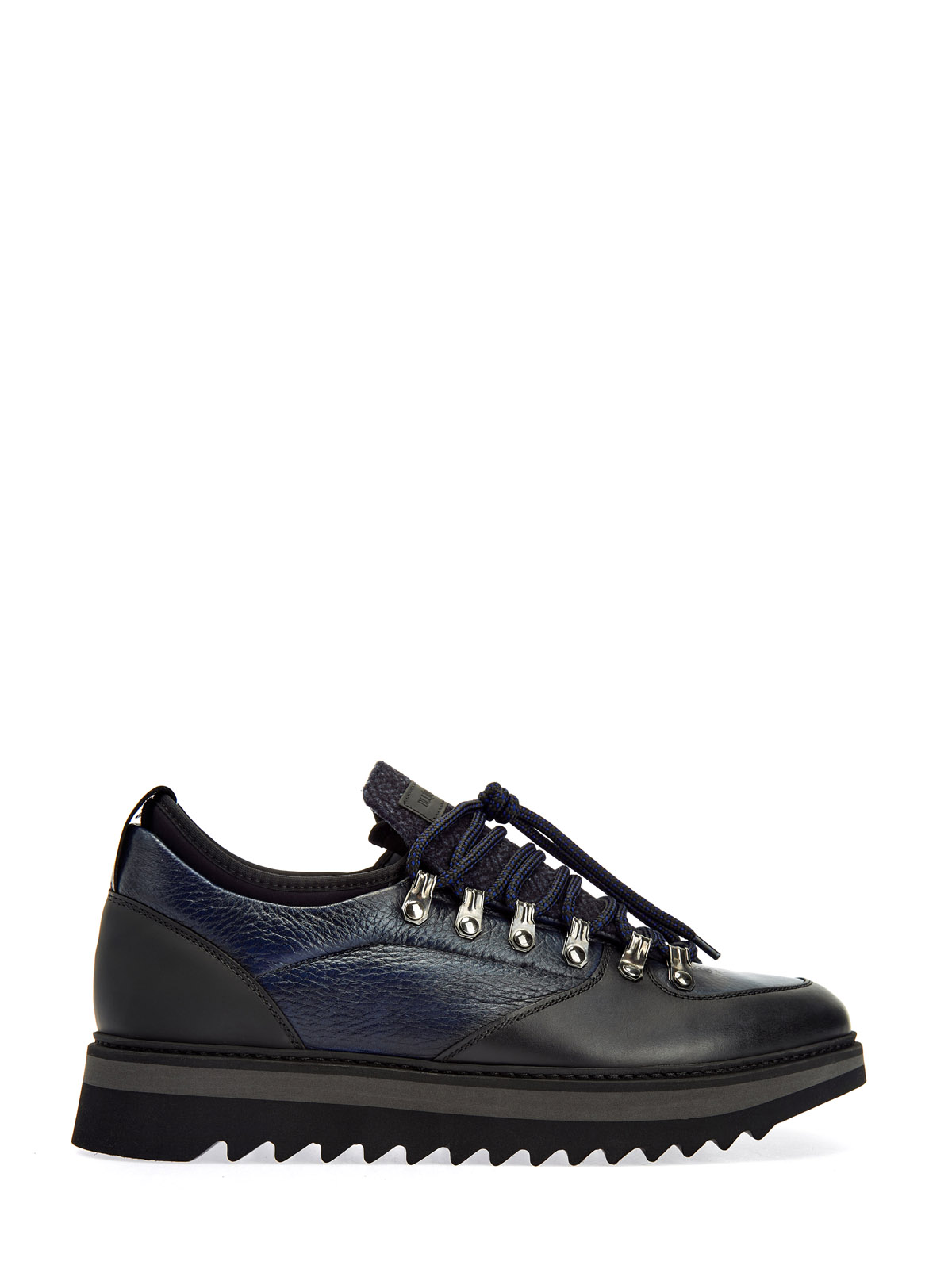 

Кожаные кроссовки с патиной и вставкой с шевронным узором, Синий, Кожаные кроссовки с патиной и вставкой с шевронным узором