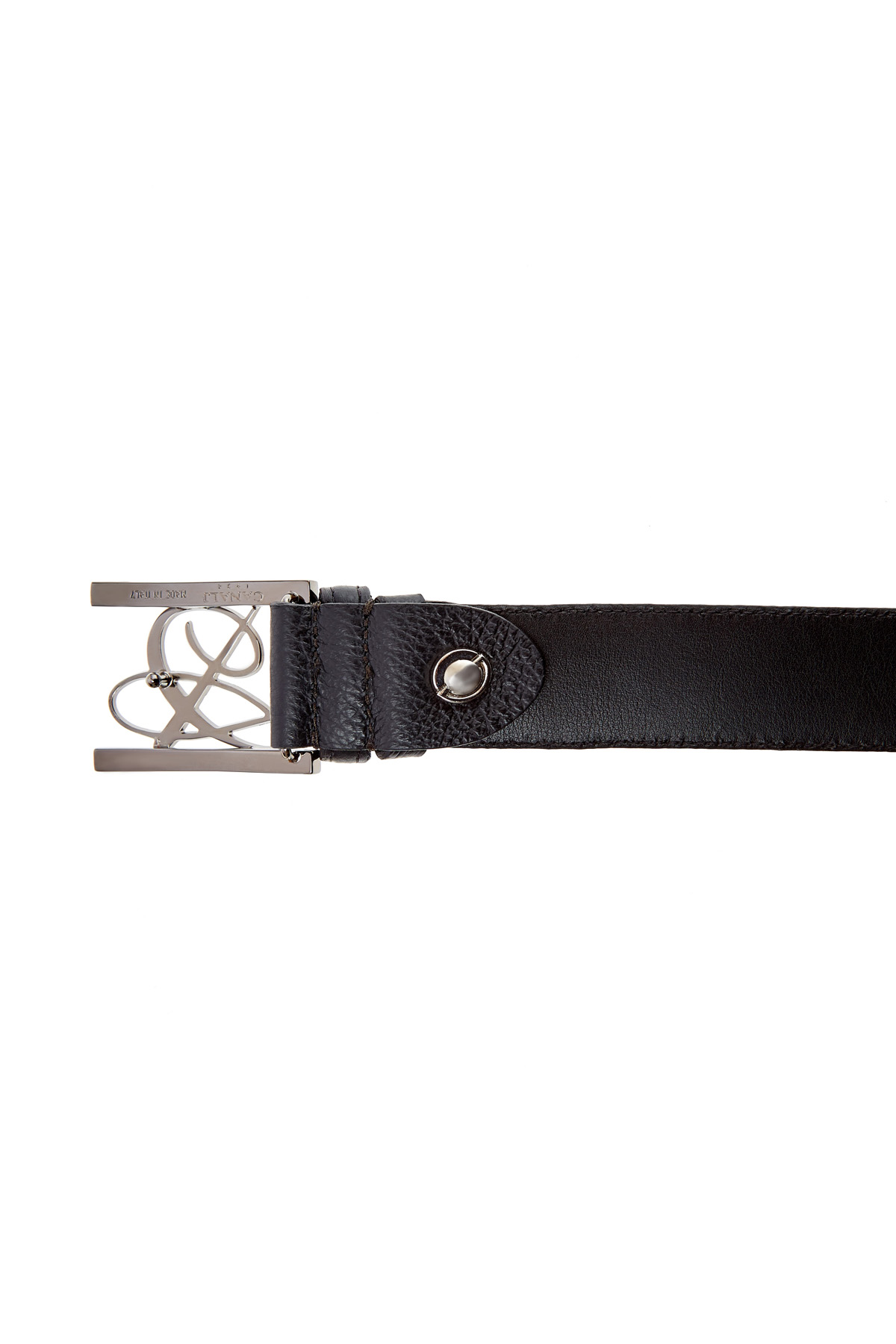 Ремень с резной пряжкой в виде символики бренда CANALI, цвет черный, размер 48 - фото 4