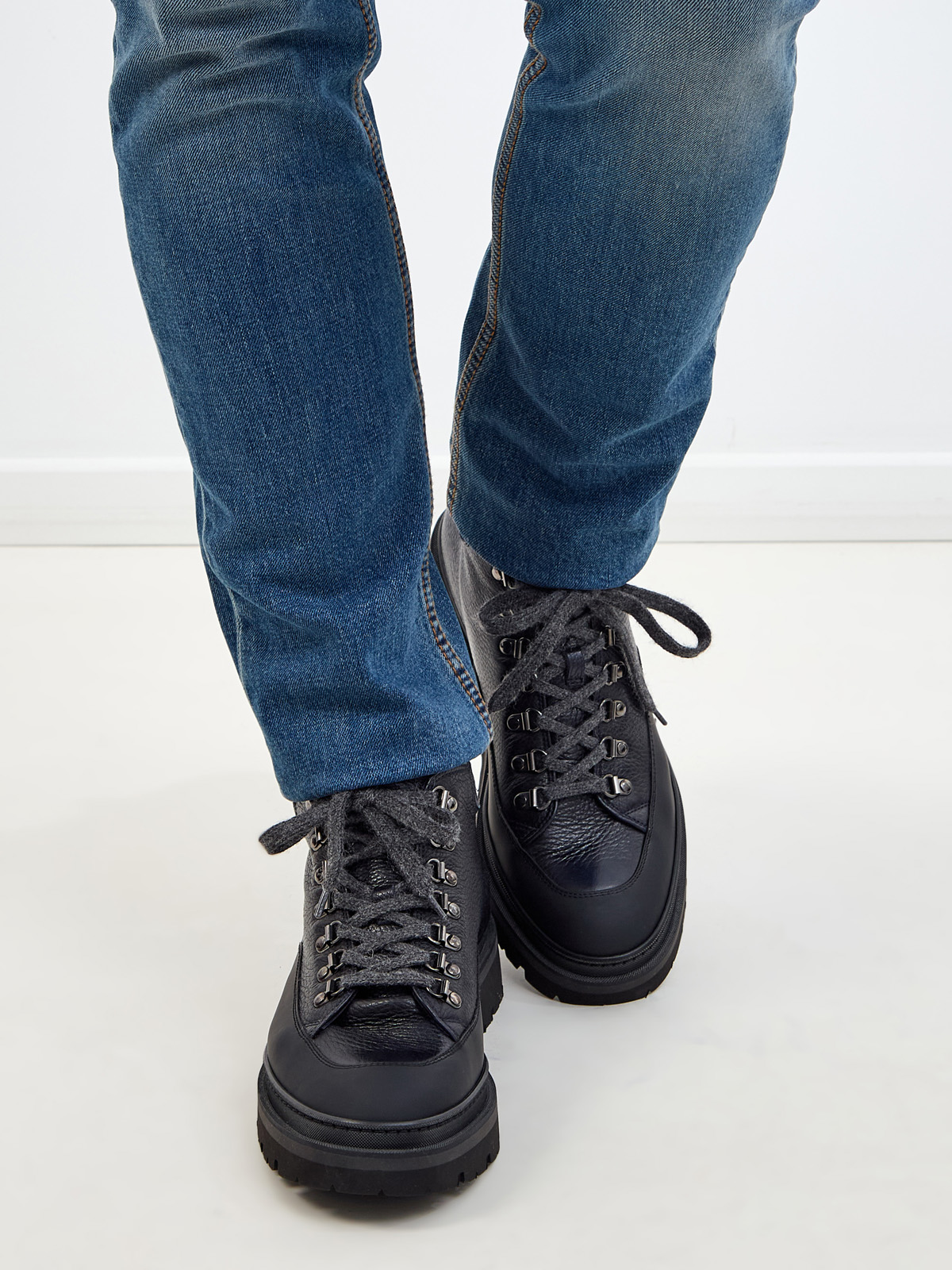 Утепленные ботинки из окрашенной вручную зернистой кожи BARRETT, цвет синий, размер 40.5;41;41.5;42;42.5;43;44 - фото 2