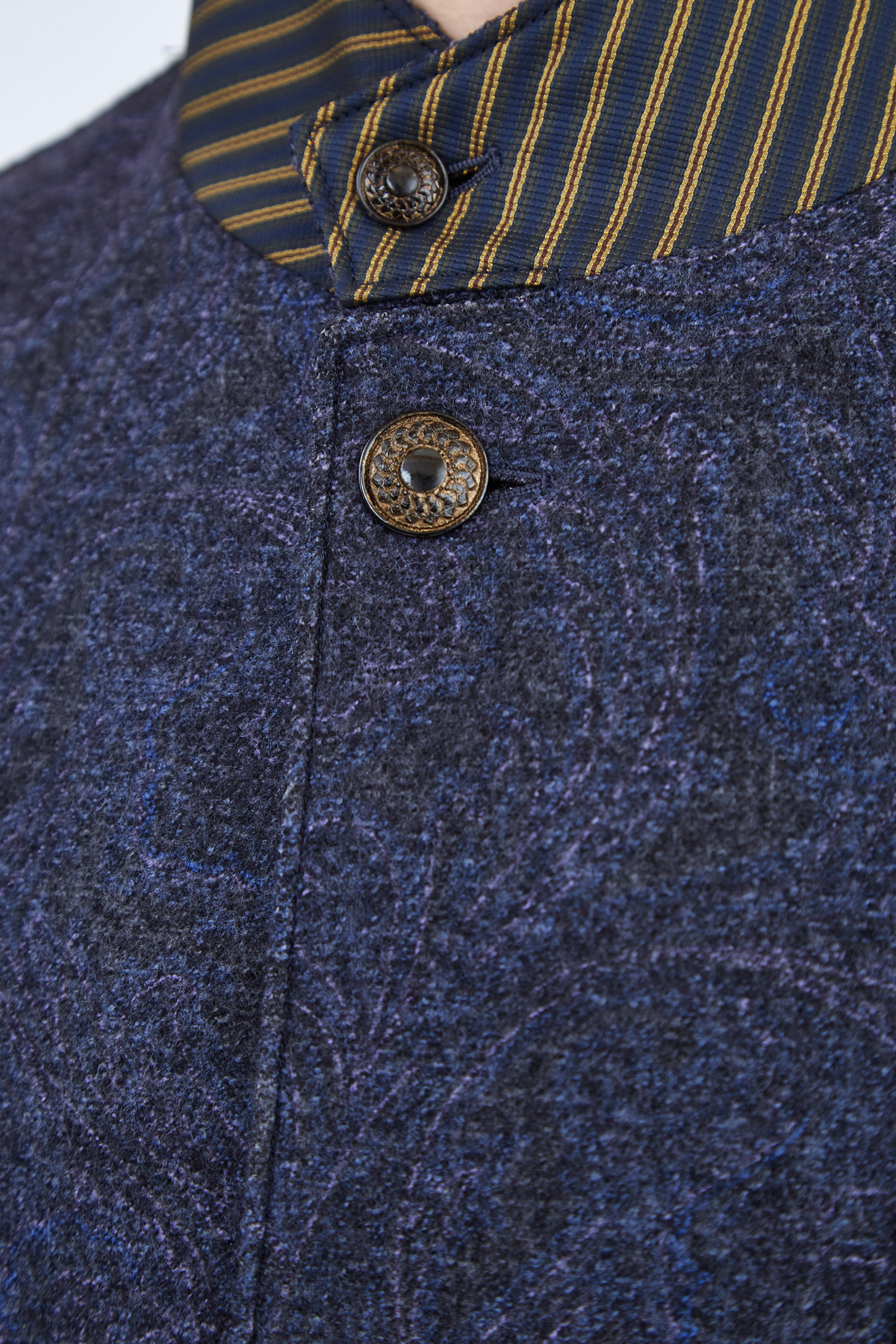 Укороченное шерстяное пальто с воротником-стойкой ETRO, цвет синий, размер 48;50;52;54 - фото 5