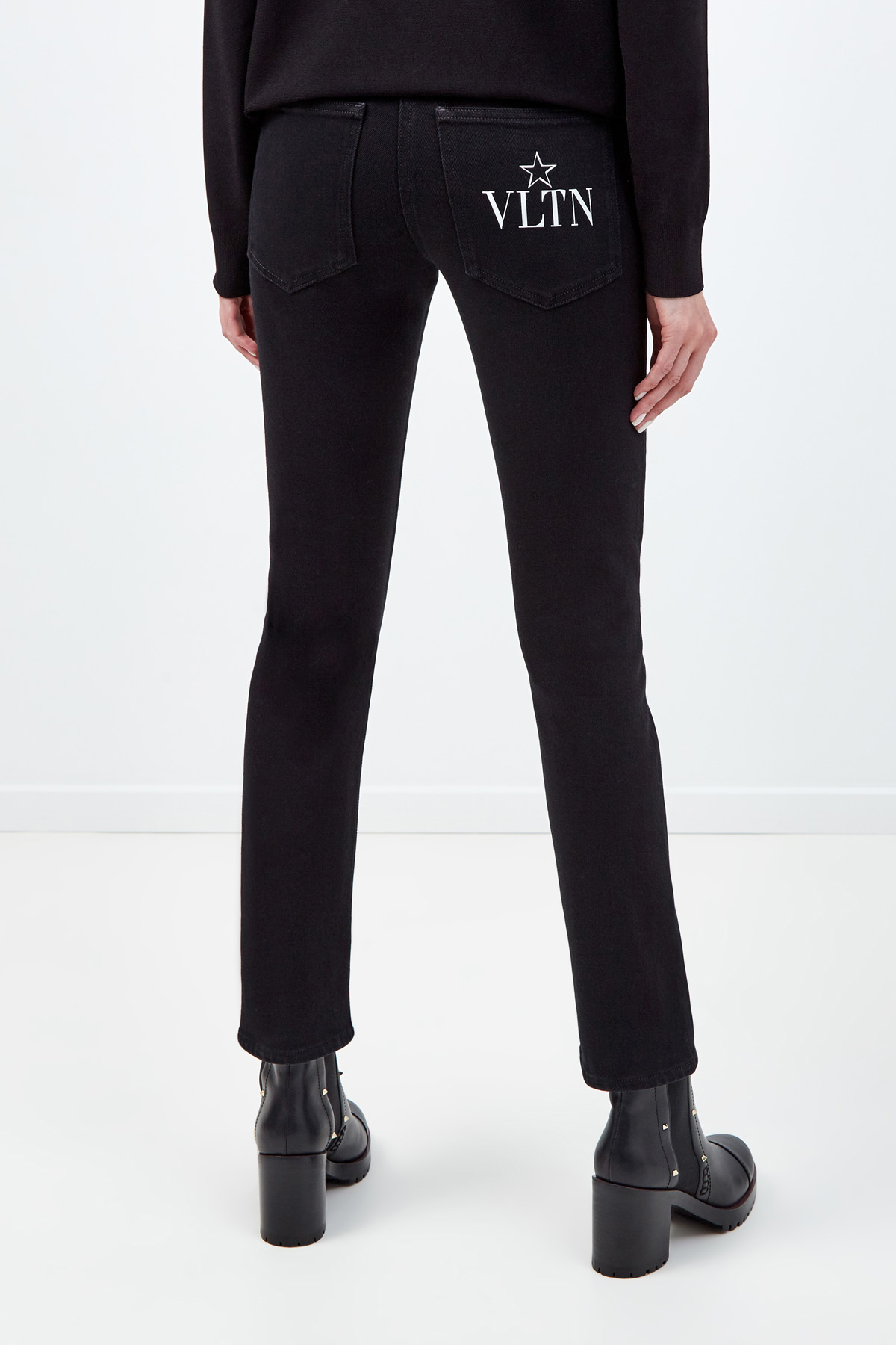 Однотонные джинсы с принтом VLTNSTAR VALENTINO, цвет черный, размер 42;40;40 - фото 4
