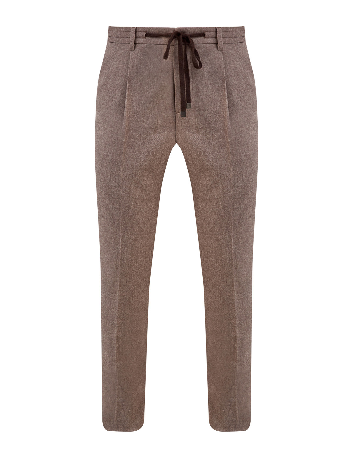 Шерстяные брюки с эластичными вставками и поясом на кулиске PESERICO, цвет коричневый, размер 48;50;52;54;56 - фото 1