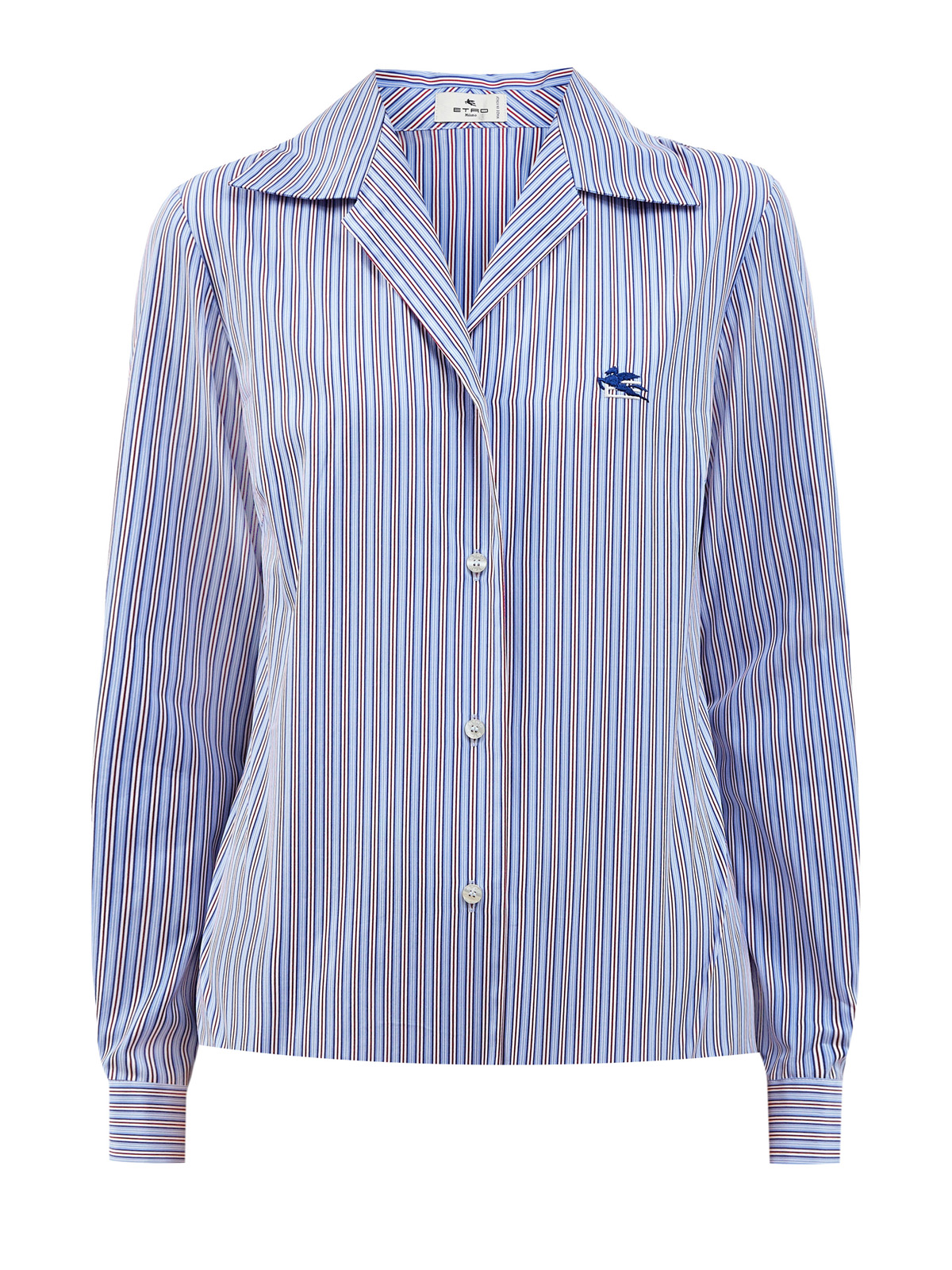 Рубашка из хлопка пике с принтом в полоску ETRO, цвет синий, размер 40;42;44;46;38