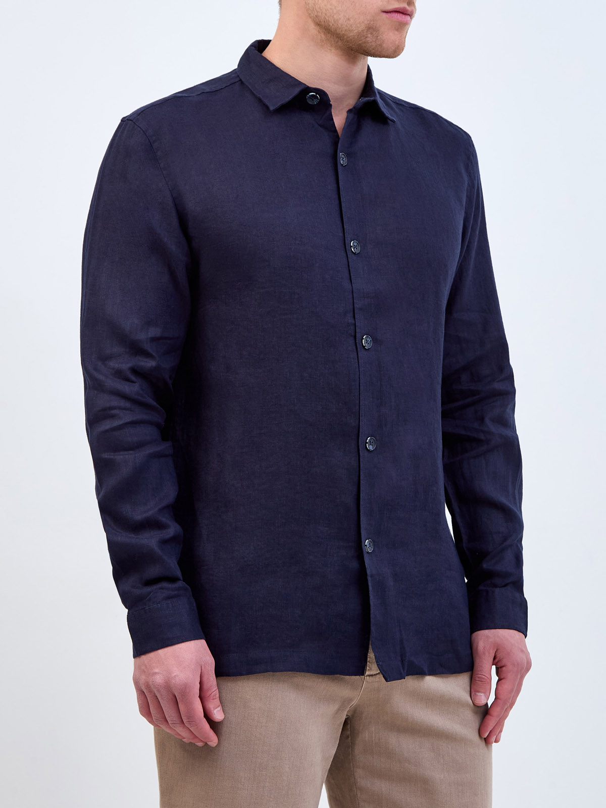 Льняная рубашка в стиле sprezzatura с длинными рукавами CUDGI, цвет синий, размер 50;52;54;58 - фото 3