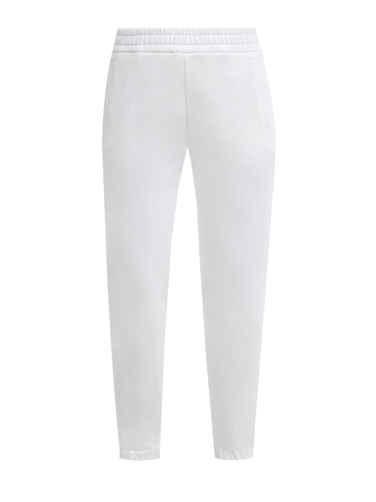 Однотонные брюки-джоггеры из мягкого хлопкового футера MONCLER, цвет белый, размер XS;M;L;S - фото 1