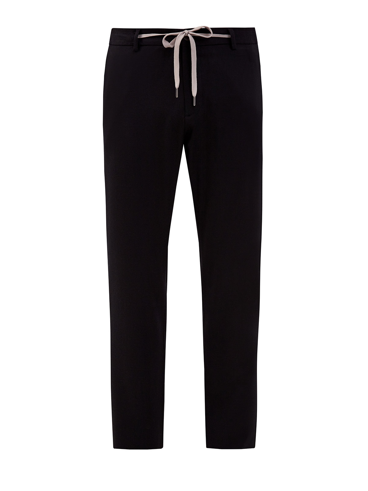 Шерстяные брюки в стиле sprezzatura с контрастной кулиской CANALI, цвет черный, размер 50;56;58;52;48 - фото 1