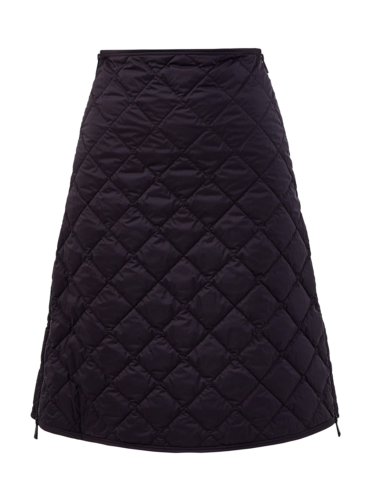 Стеганая юбка-трапеция с боковыми застежками на молниях MONCLER, цвет черный, размер M;L;XL - фото 1