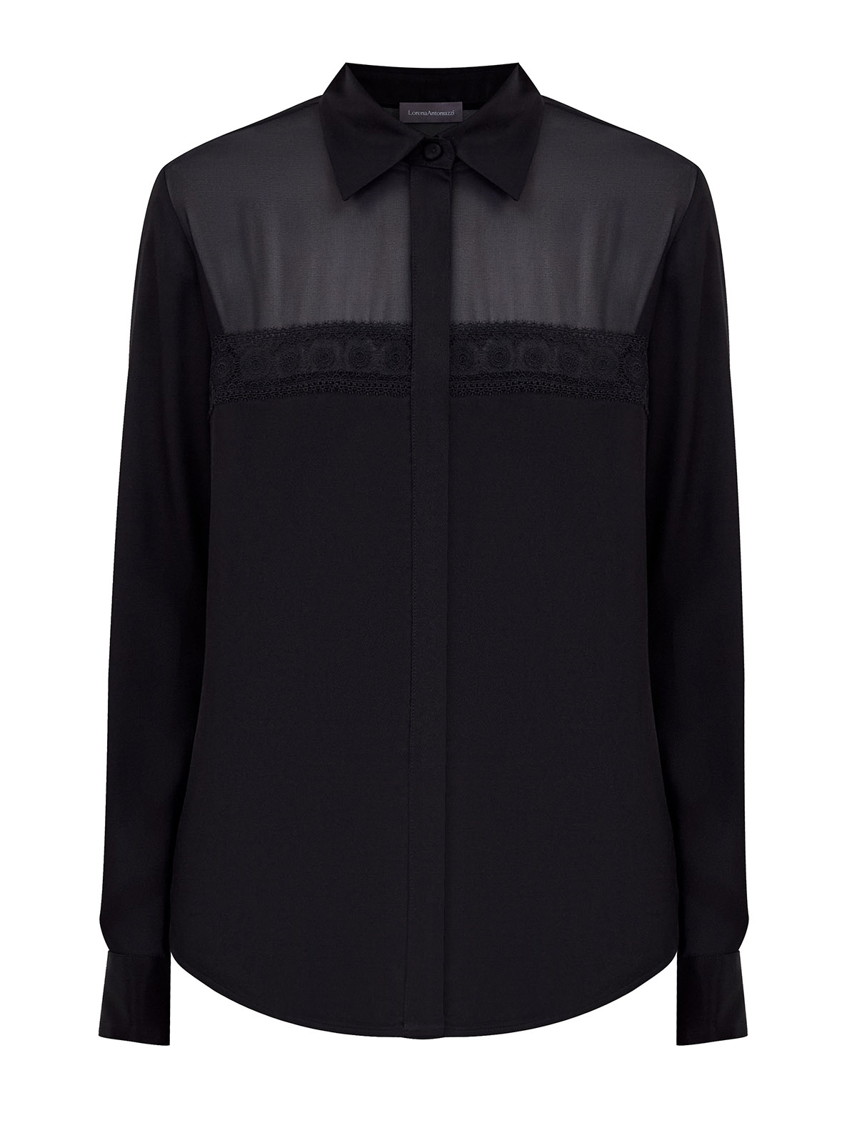 Блуза из шелка и ацетата с кружевной вставкой 98820₽