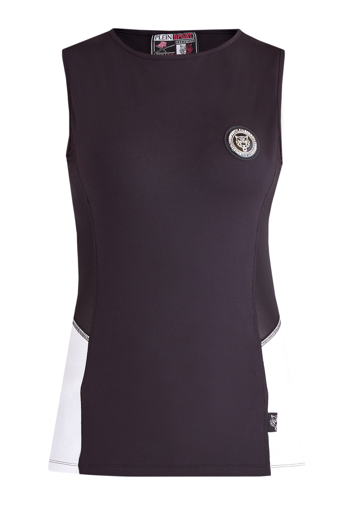 

Спортивный топ с контрастными и сетчатыми вставками по бокам